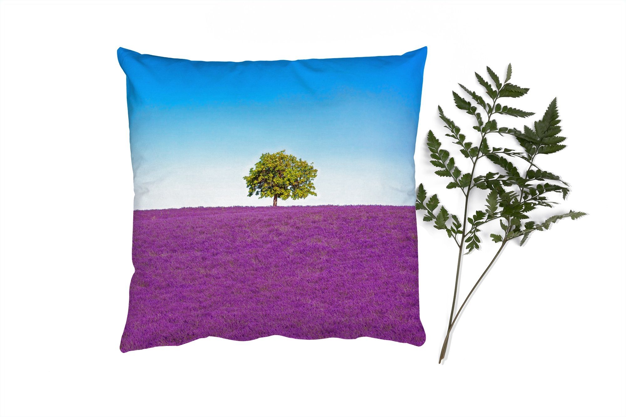 MuchoWow Dekokissen Baum - Lila Füllung Himmel - Lavendel, - für Deko, Sofakissen mit Schlafzimmer, Wohzimmer, Zierkissen