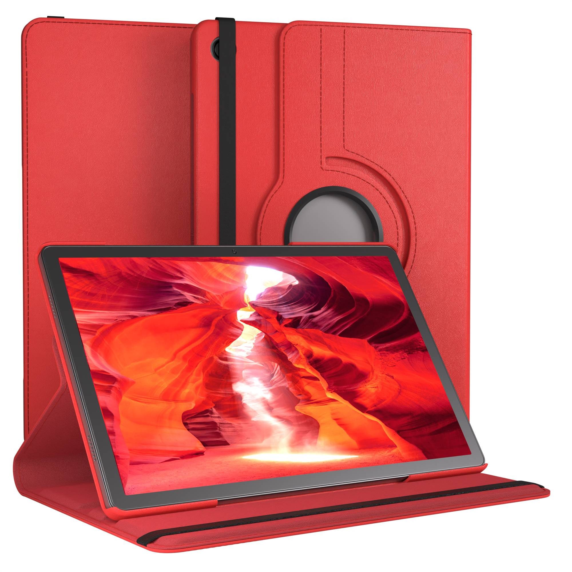 EAZY CASE Tablet-Hülle Rotationcase für Samsung Galaxy Tab A11 Plus 11 Zoll, Tabletcase Flipcover Smart kratzfest Hülle aufstellbar drehend Rot