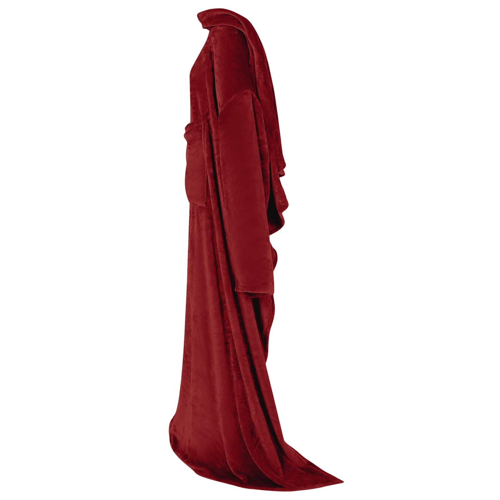 vidaXL Unisex-Bademantel Decken-Hoodie Bordeauxrot F Flanell, Vlies
