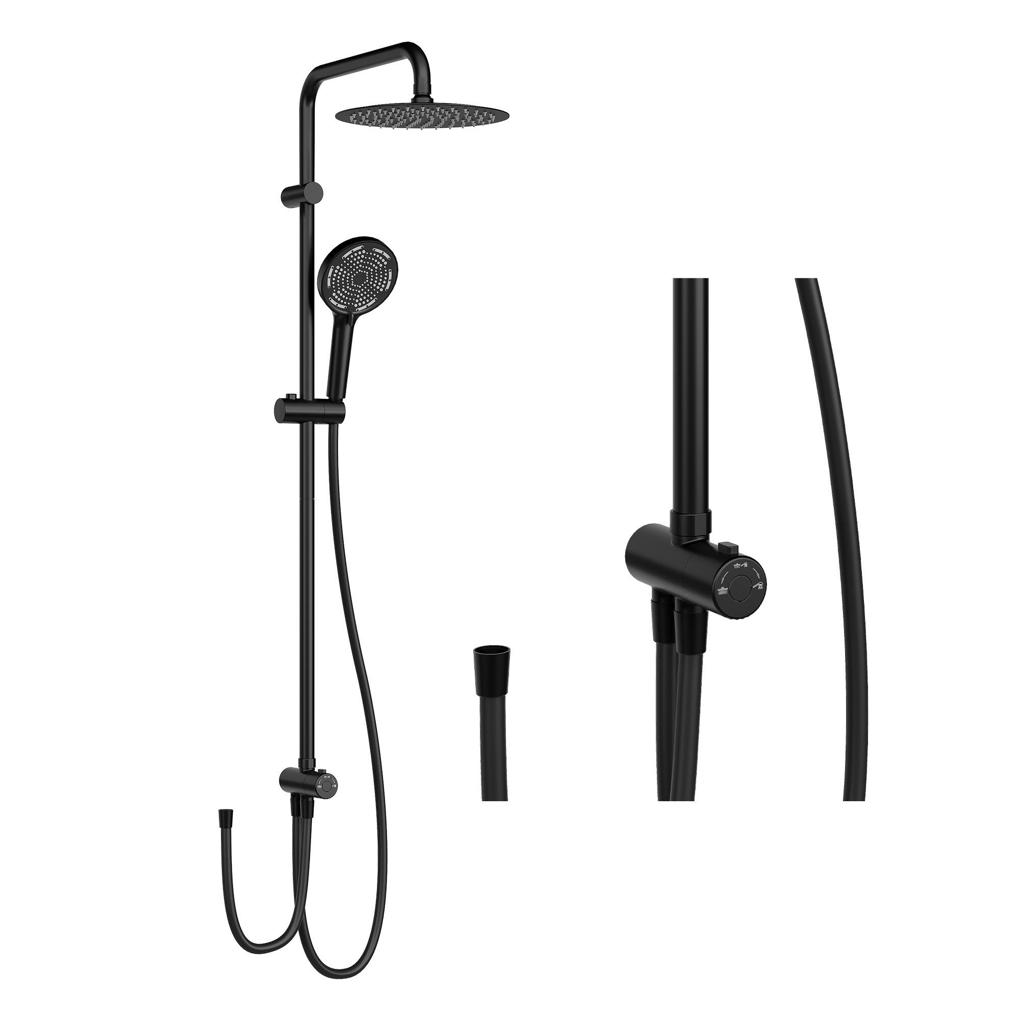GarveeMore Brausegarnitur Duschsystem Regendusche, Duschset inkl, Einstellbare Einbauhöhe-D25cm