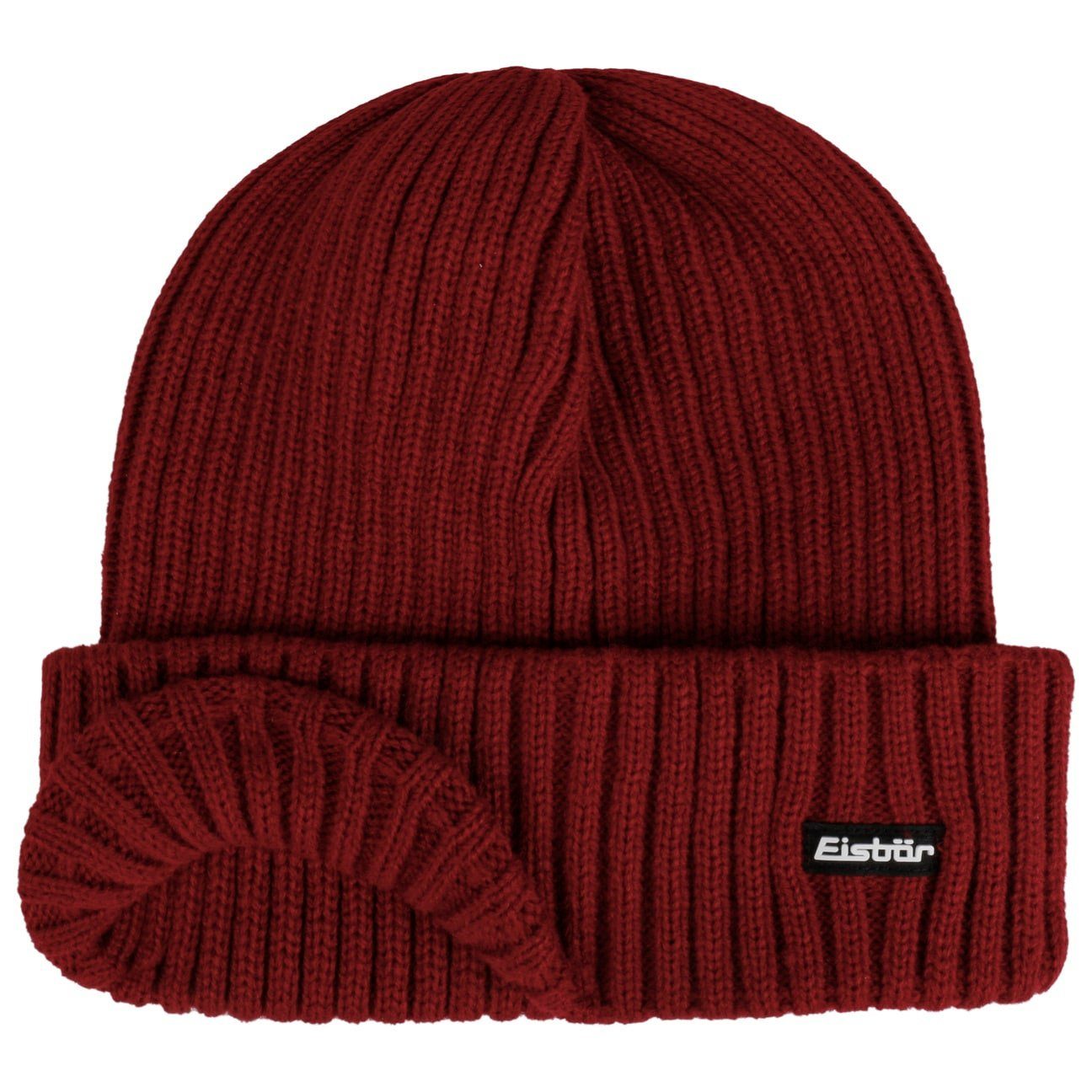 Eisbär Strickmütze (1-St) Wintermütze mit Umschlag rot