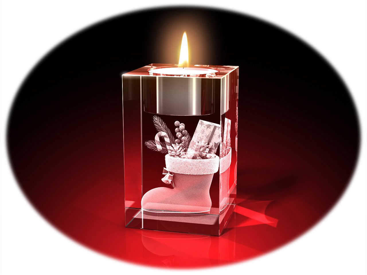 GLASFOTO.COM Teelichthalter Advents-Teelichthalter (einzeln), Weihnachten, Kristallglas, 3D-Motive (1), aus Kristallglas