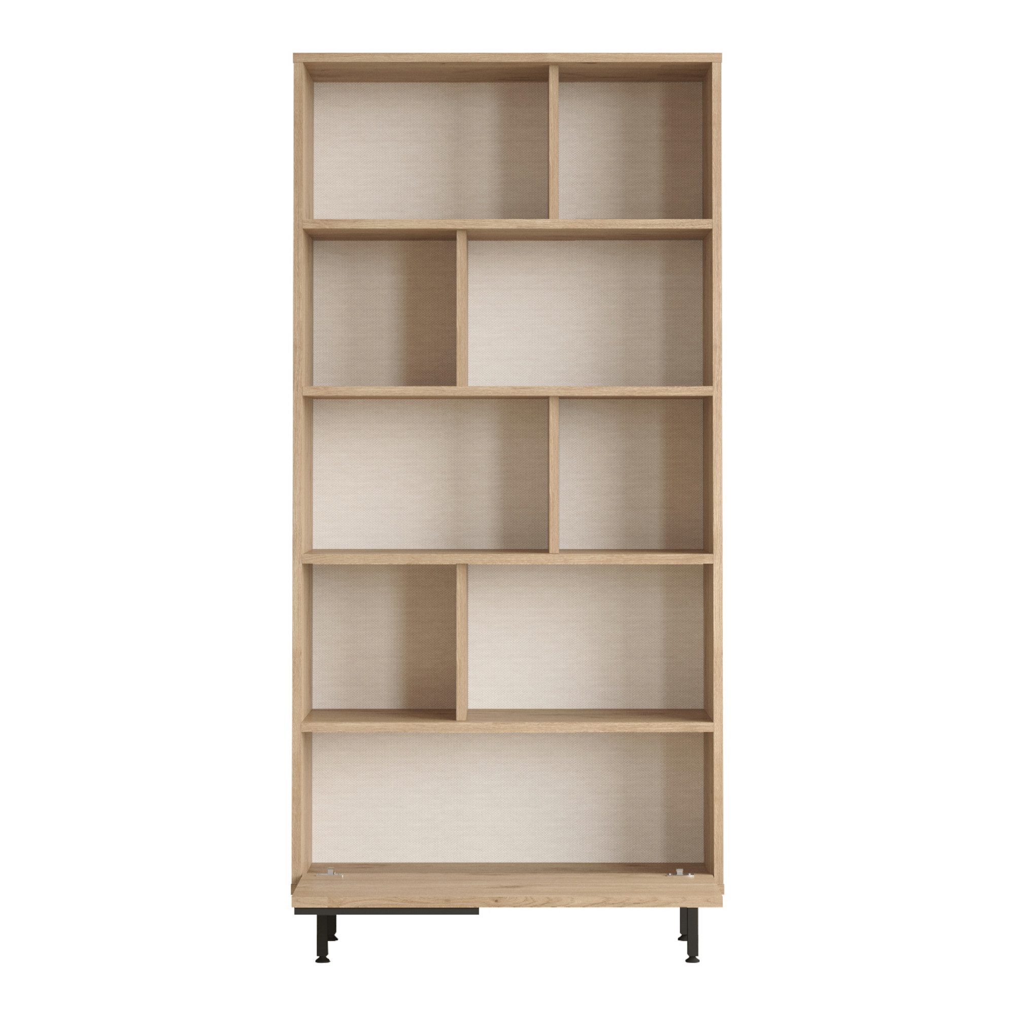 en.casa Bücherregal, »Kvænangen« mit 9 Fächern 176x84x30 cm Eiche-/Rattanoptik