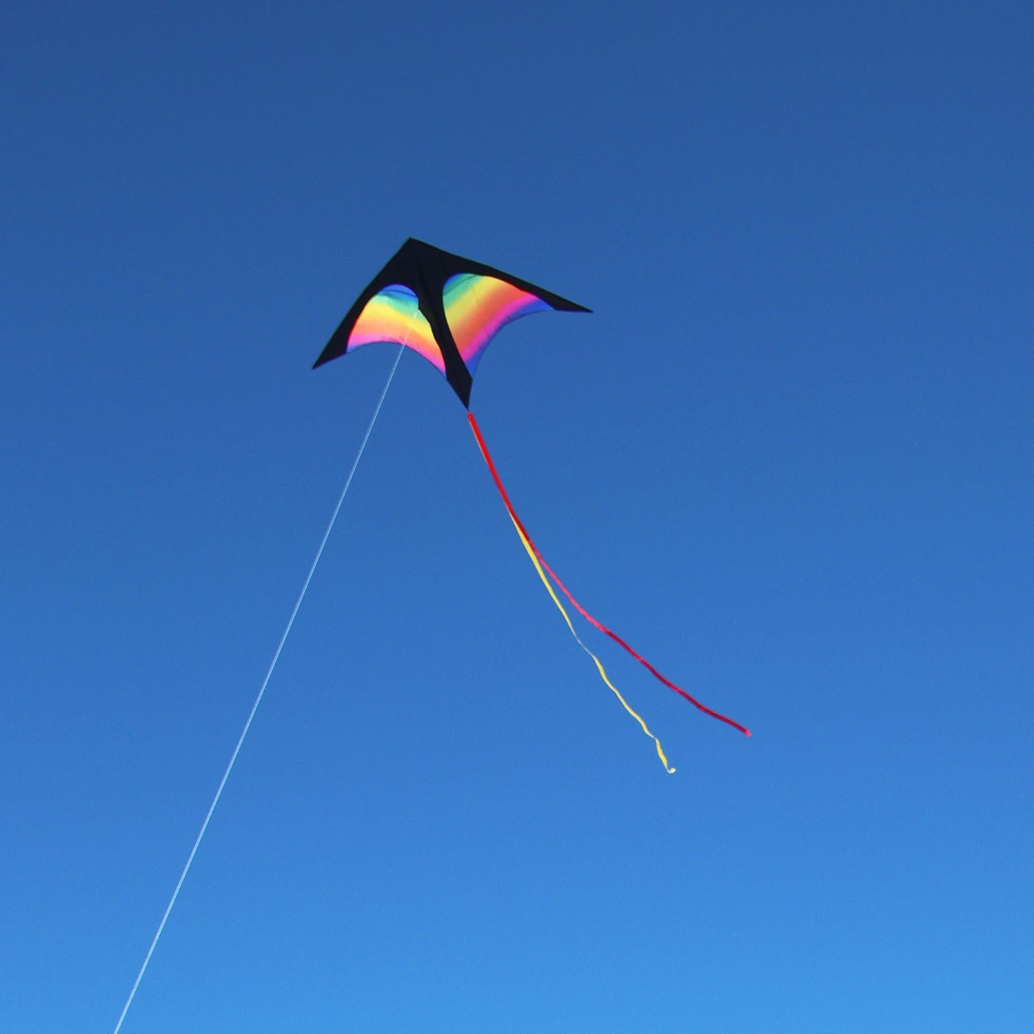 Wolkenstürmer Flug-Drache Kinderdrachen Rainbow - Delta Drachen 155 cm, (Bunter Regenbogen Drachen für Kinder - Outdoor Spielzeug, 1-tlg), Ready to Fly Kite for Children - Einleiner ab 6 Jahren