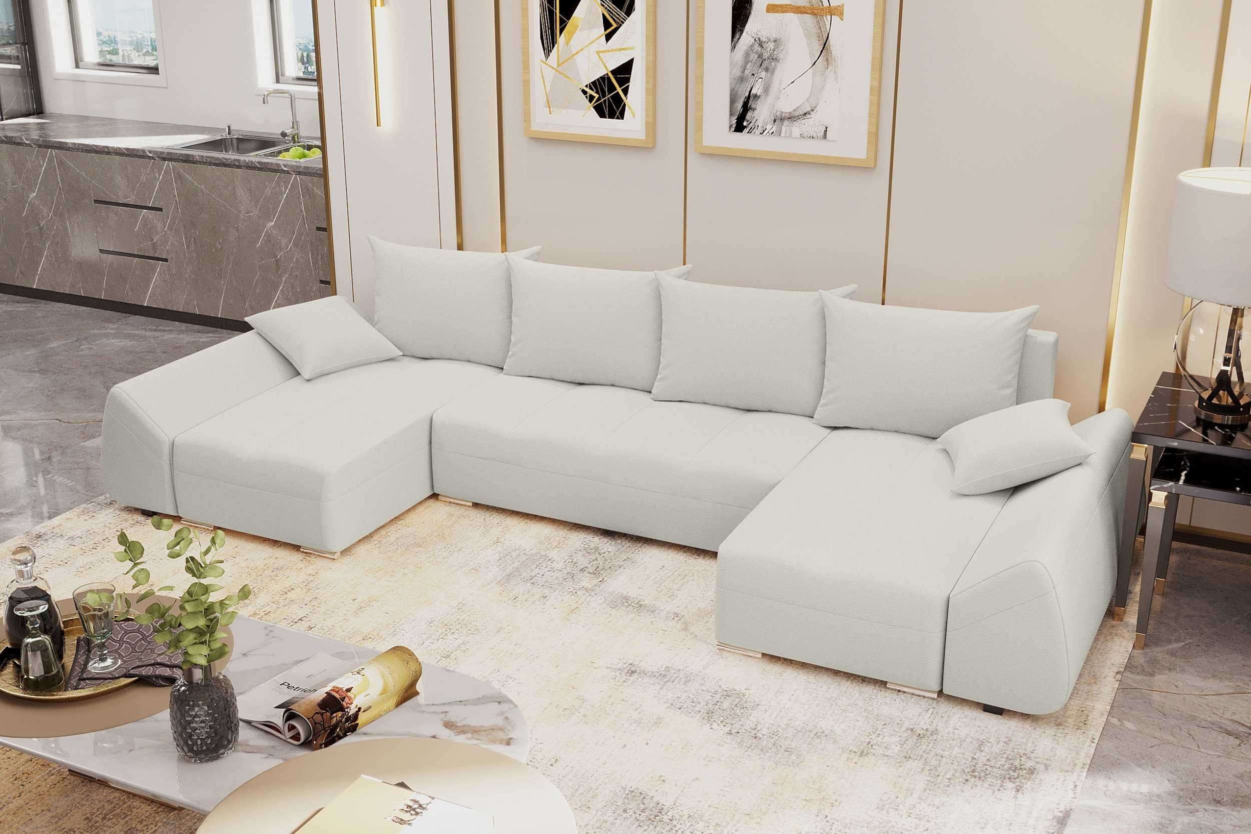 Madeira, Stylefy Design Wohnlandschaft U-Form, Modern Bettkasten, Bettfunktion, mit Sitzkomfort, mit Sofa, Eckcouch,