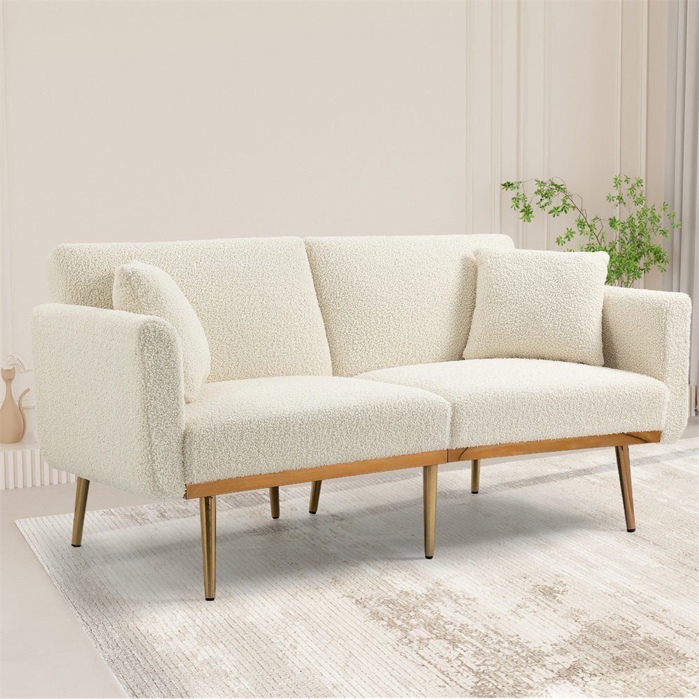 DOTMALL Schlafsofa Samt-Lounge-Sofa,umwandelbares Klappbett mit Metallfüßen Weiß