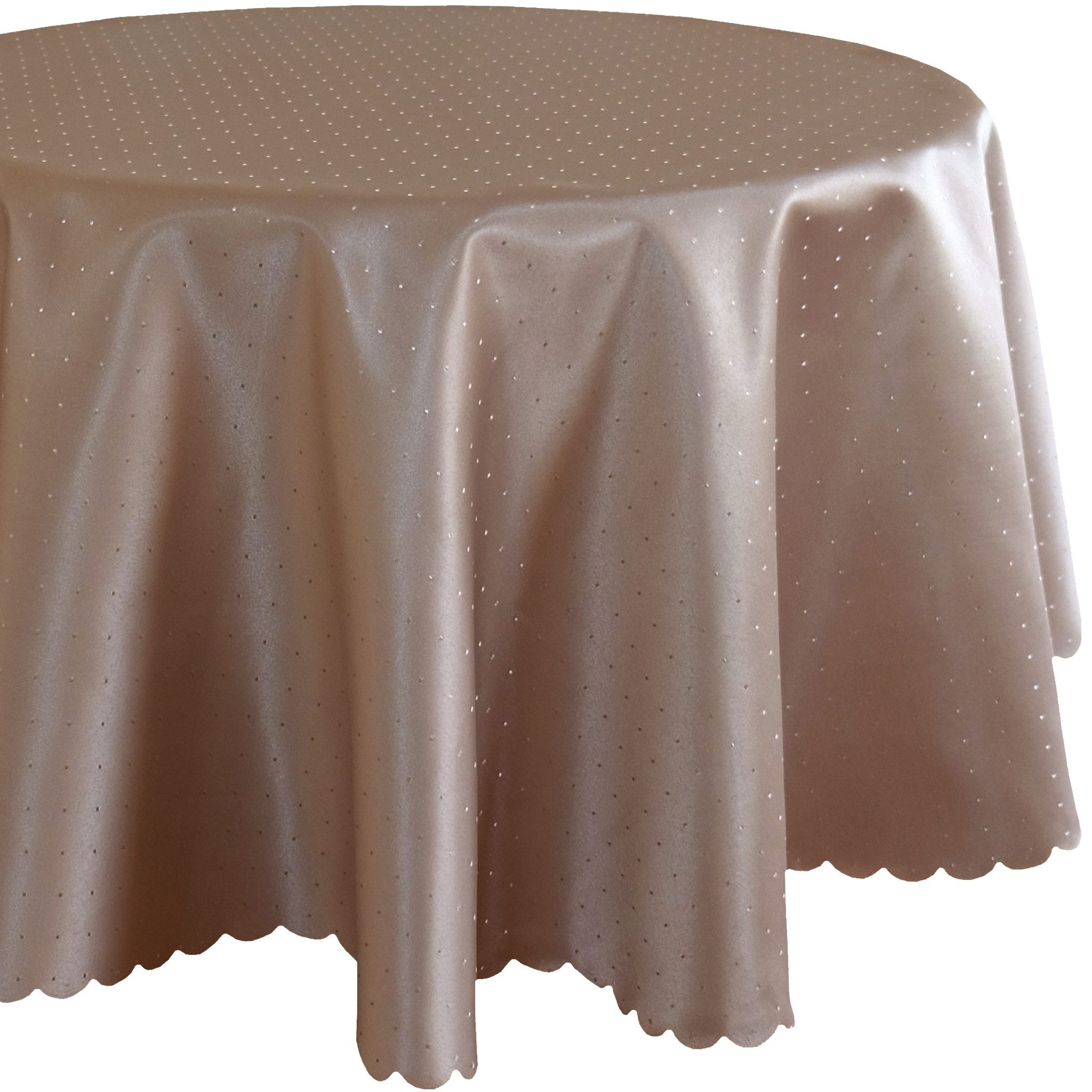 matches21 HOME & HOBBY Tischdecke Tischdecke 160 x 220 cm oval in Hellbraun für Esstisch & Küche (1-tlg), Waschbares Tischtuch mit gewelltem Rand