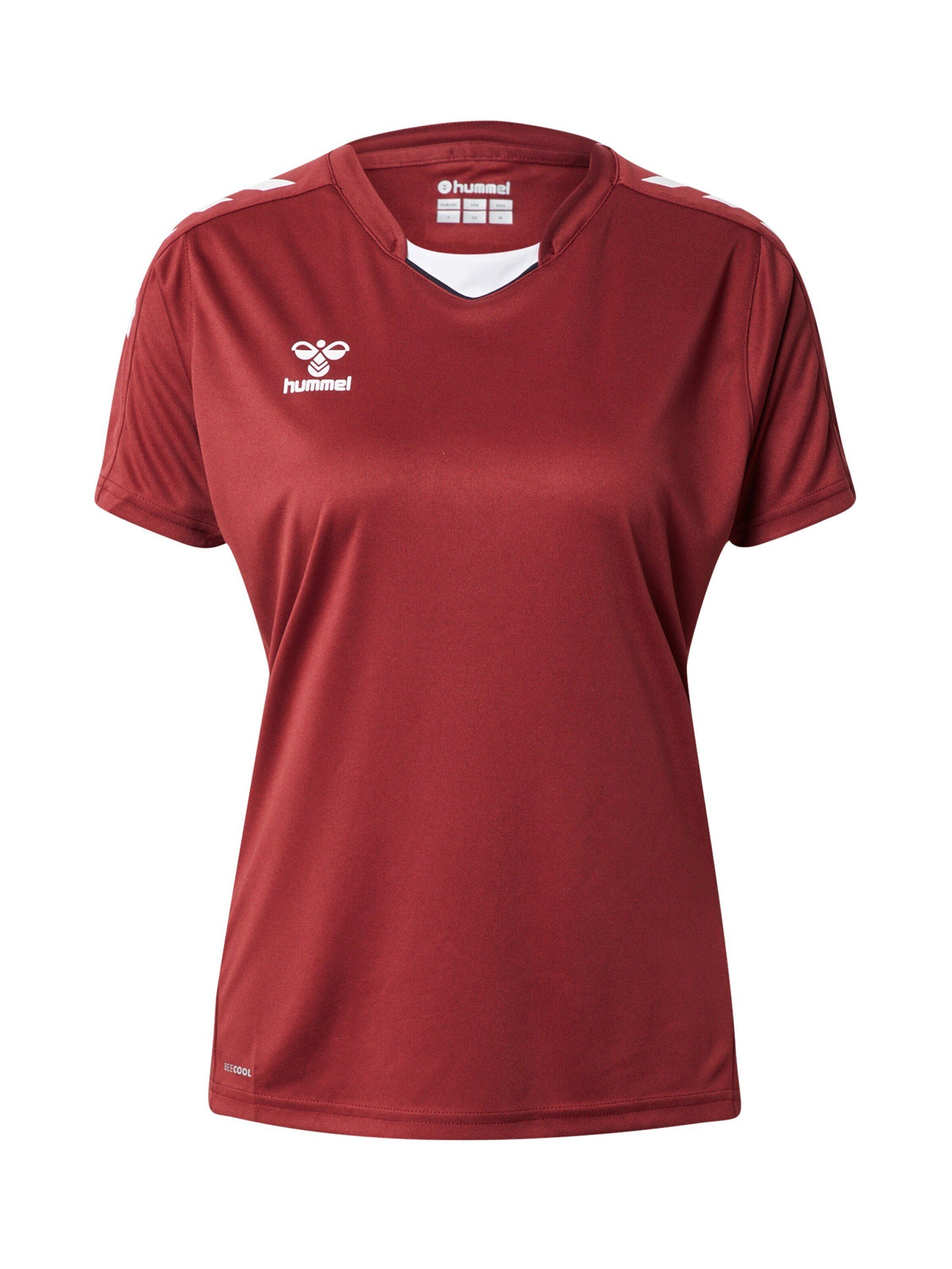 hummel T-Shirt (1-tlg) Weiteres Detail, Plain/ohne Details, Seitenstreifen rot