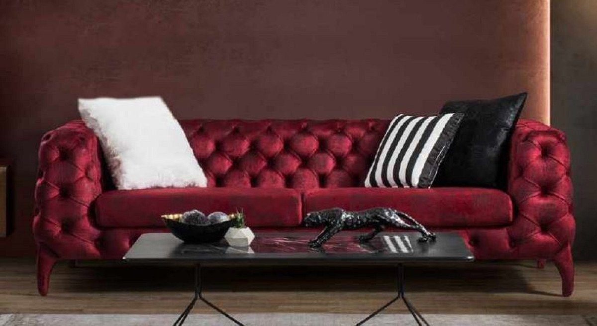 Casa Padrino Chesterfield-Sofa Luxus Chesterfield Sofa Bordeauxrot 235 x 98 x H. 72 cm - Wohnzimmer Sofa - Chesterfield Wohnzimmer Möbel