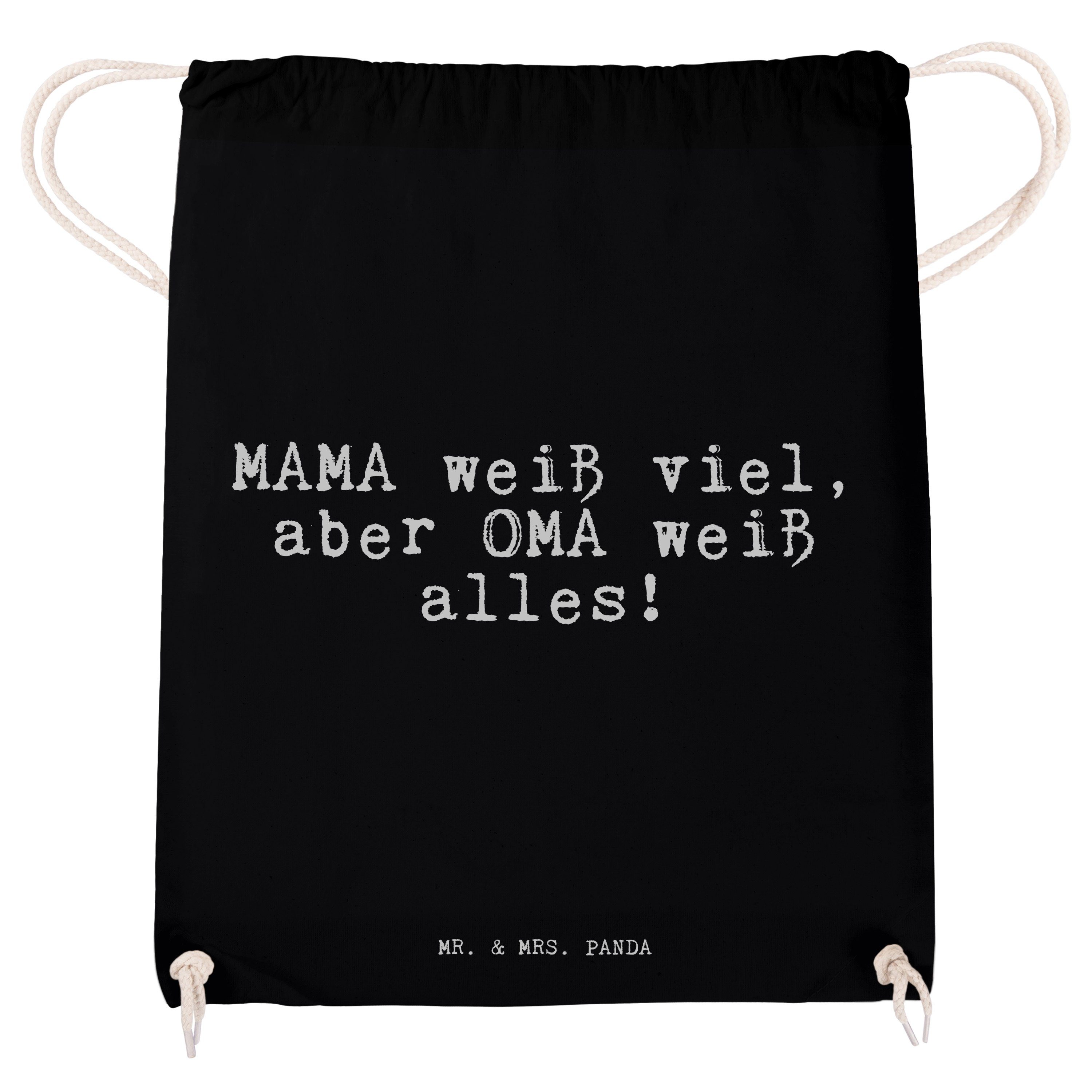 Damen Gepäck|Taschen & Rucksäcke Mr. & Mrs. Panda Sporttasche MAMA weiß viel, aber... - Schwarz - Geschenk Oma, Turnbeutel, Zita