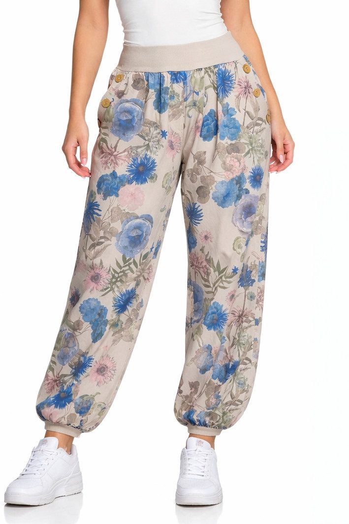 Mississhop Haremshose Baumwollhose Damenhose Aladinhose Blumenprint Sommerhose M. 277 (1-tlg)