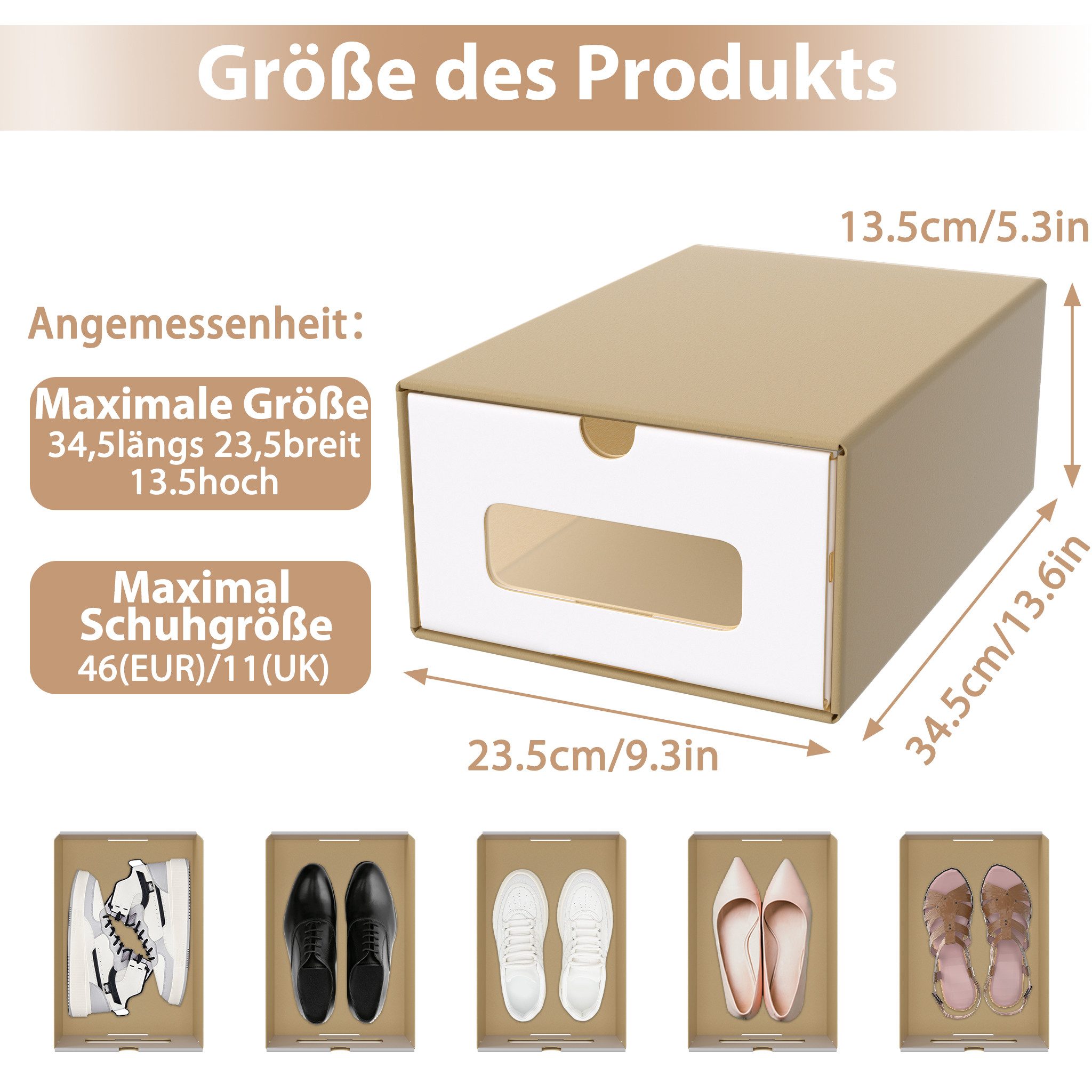 FIVMEN Schuhbox Stapelbar Schuhboxen mit Deckel & Transparent Sichtfenster Praktische (10 St), Stauraum Organizer für Schuhe – Bild 2 von 5