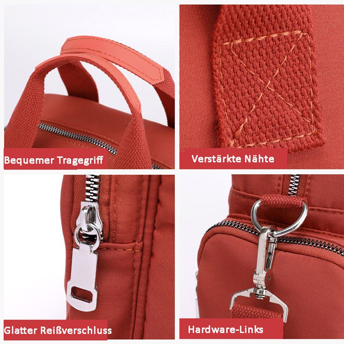 DÖRÖY Cityrucksack Mehrzweck-Umhängetasche für Frauen, Rosa USB-Lade-Rucksack Reisen für