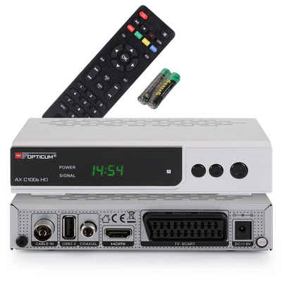 RED OPTICUM »AX C100 silber HD Kabelreceiver mit Aufnahmefunkt« Kabel-Receiver (Digitaler Kabel-Receiver HD - EPG - HDMI - USB - SCART - Coaxial Audio I Receiver für Kabelfernsehen I DVB-C Receiver silber)