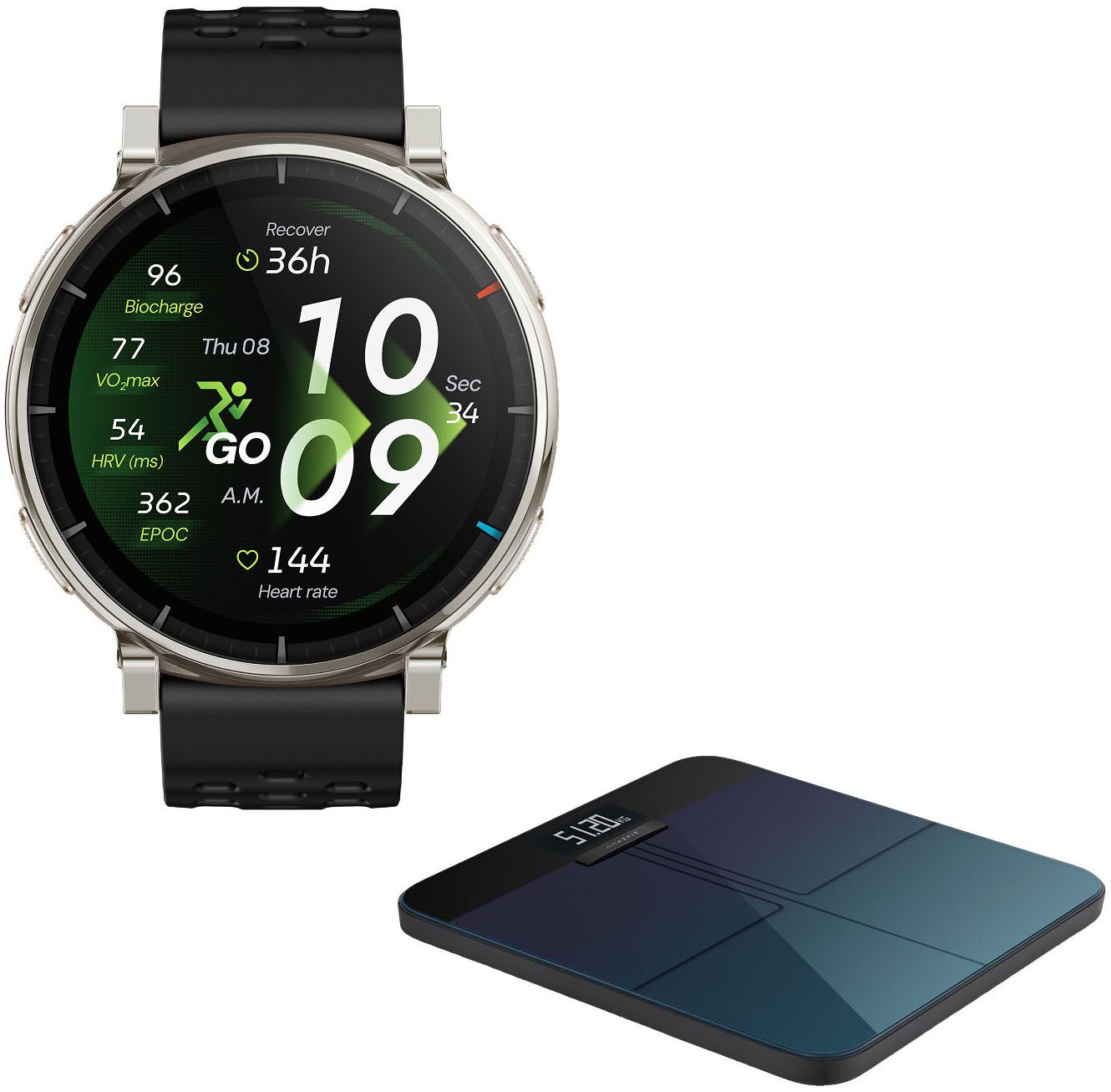 Amazfit SET: Smart Scale Personenwaage + Active 3 Premium Smartwatch (Amazfit OS)