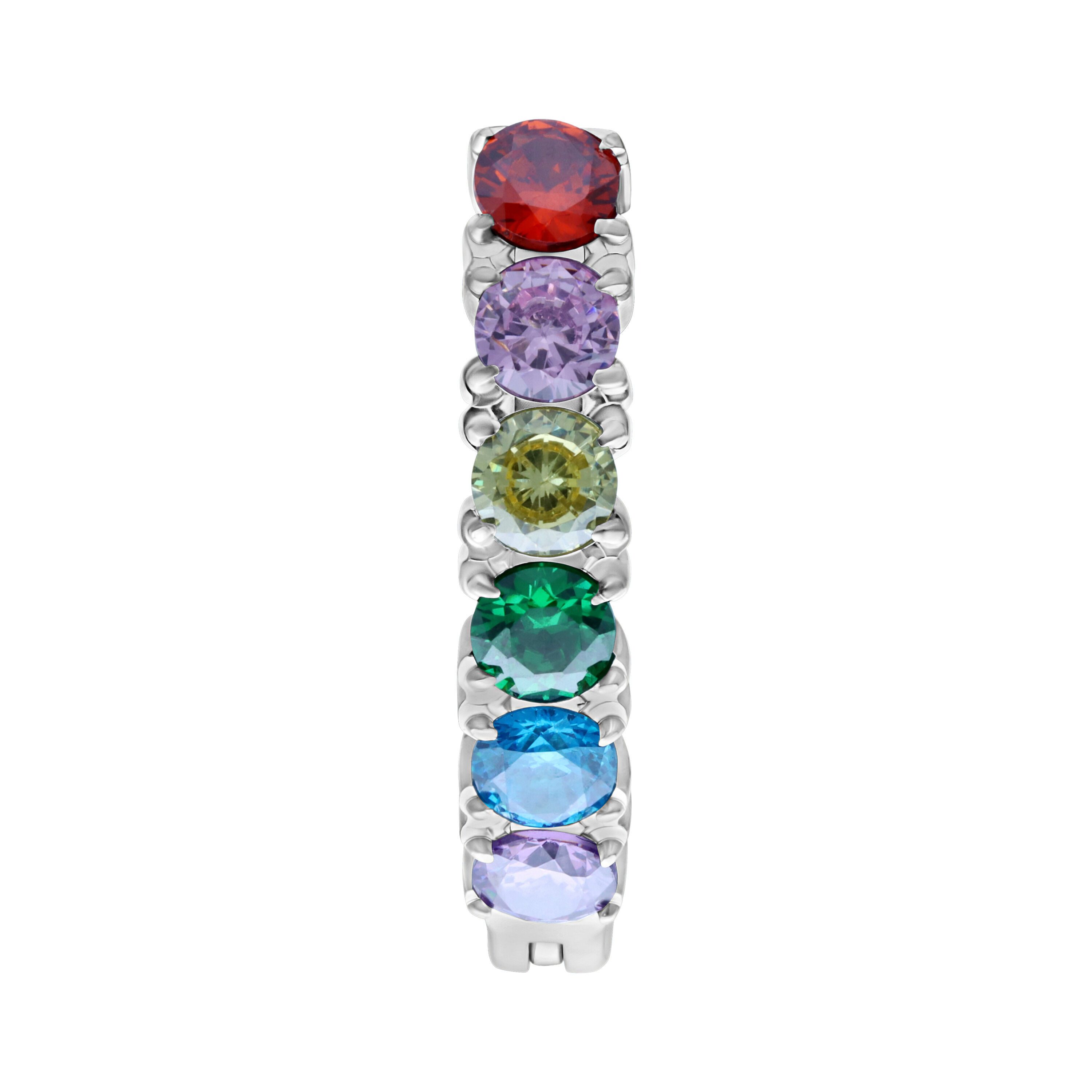 Wildcat Nasenpiercing Rainbow Crystal Belly Arch Clicker für Bauchnabel, 1 Stück, Titan Grad 23 - wasserfest, hautverträglich, Silber-Regenbogen