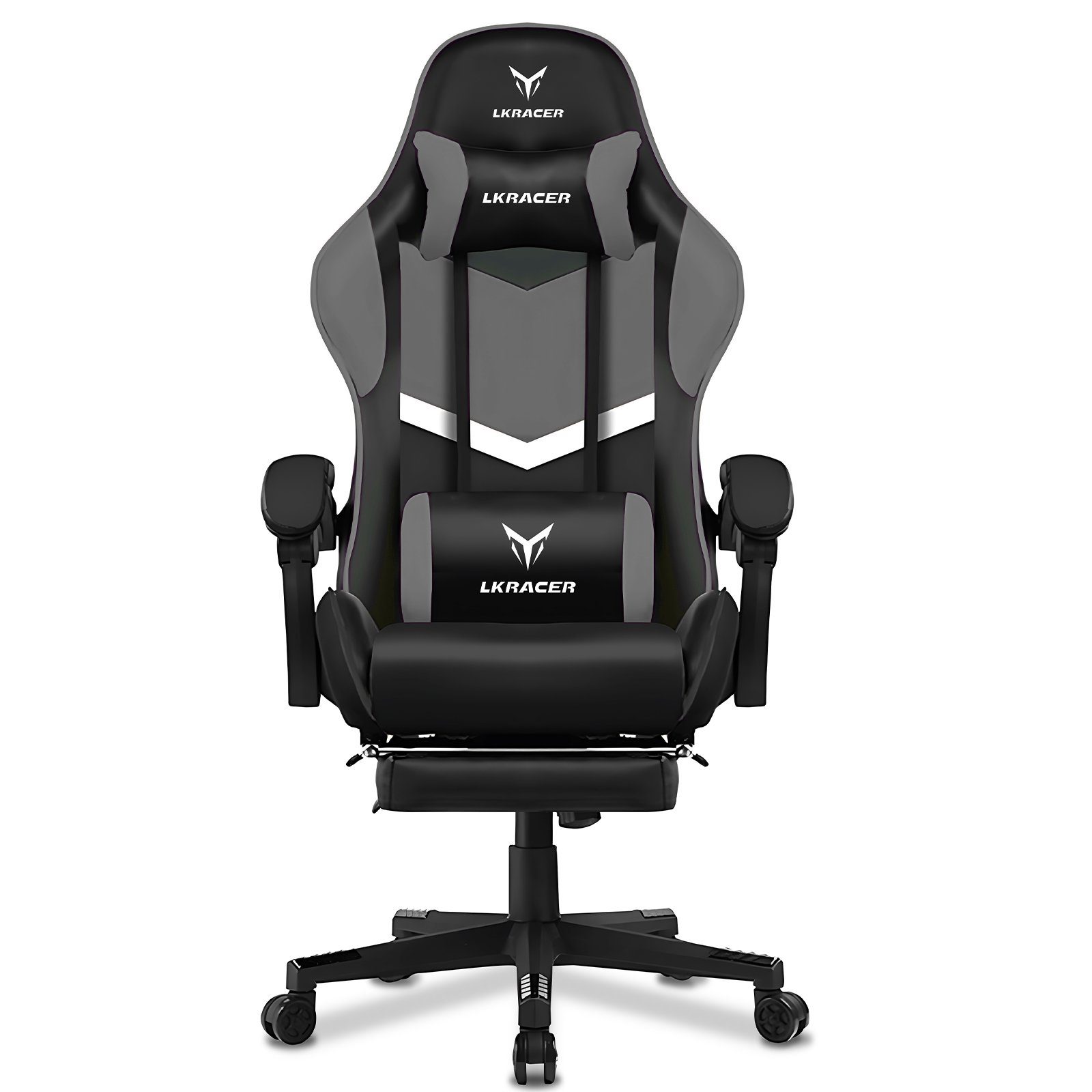 LUCKRACER Gaming-Stuhl Gaming Chair Bürostuhl Ergonomisch mit Lendenkissen Kopfkissen, Höhenverstellbarer Gamer Stuhl 150kg Belastbar, Fußstütze