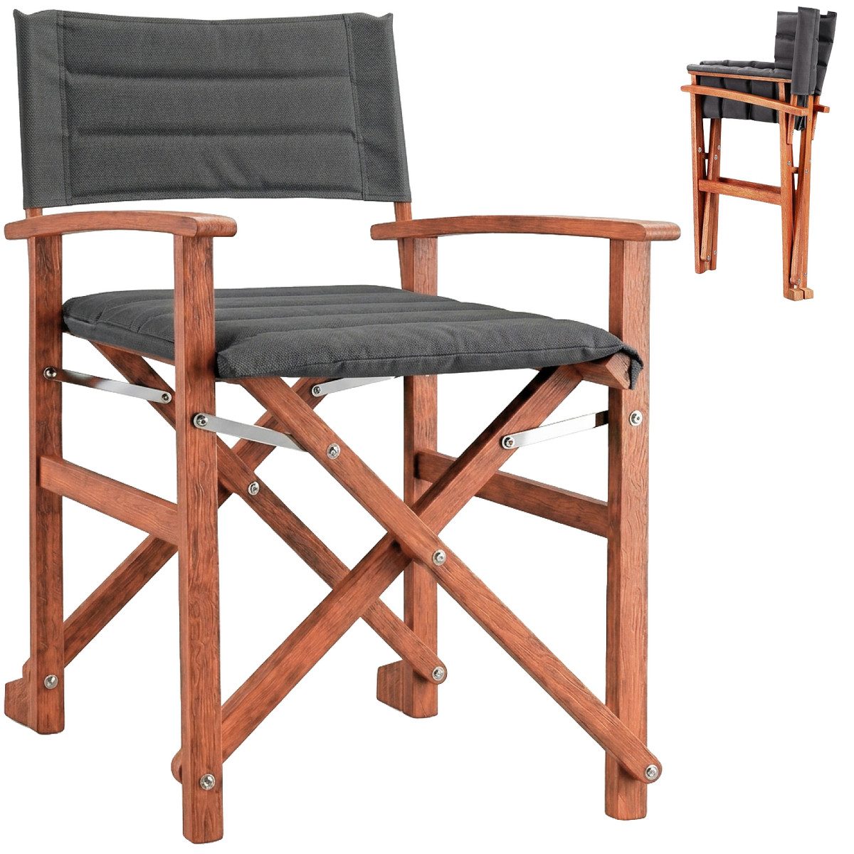 Casaria Regiestuhl, Klappbarer gepolsterter FSC®-zertifizierter Holz Stuhl bis 160 kg