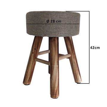 maDDma Hocker 1 Hocker Sitzhocker Holz grau Makramee DIY Ø 28 cm