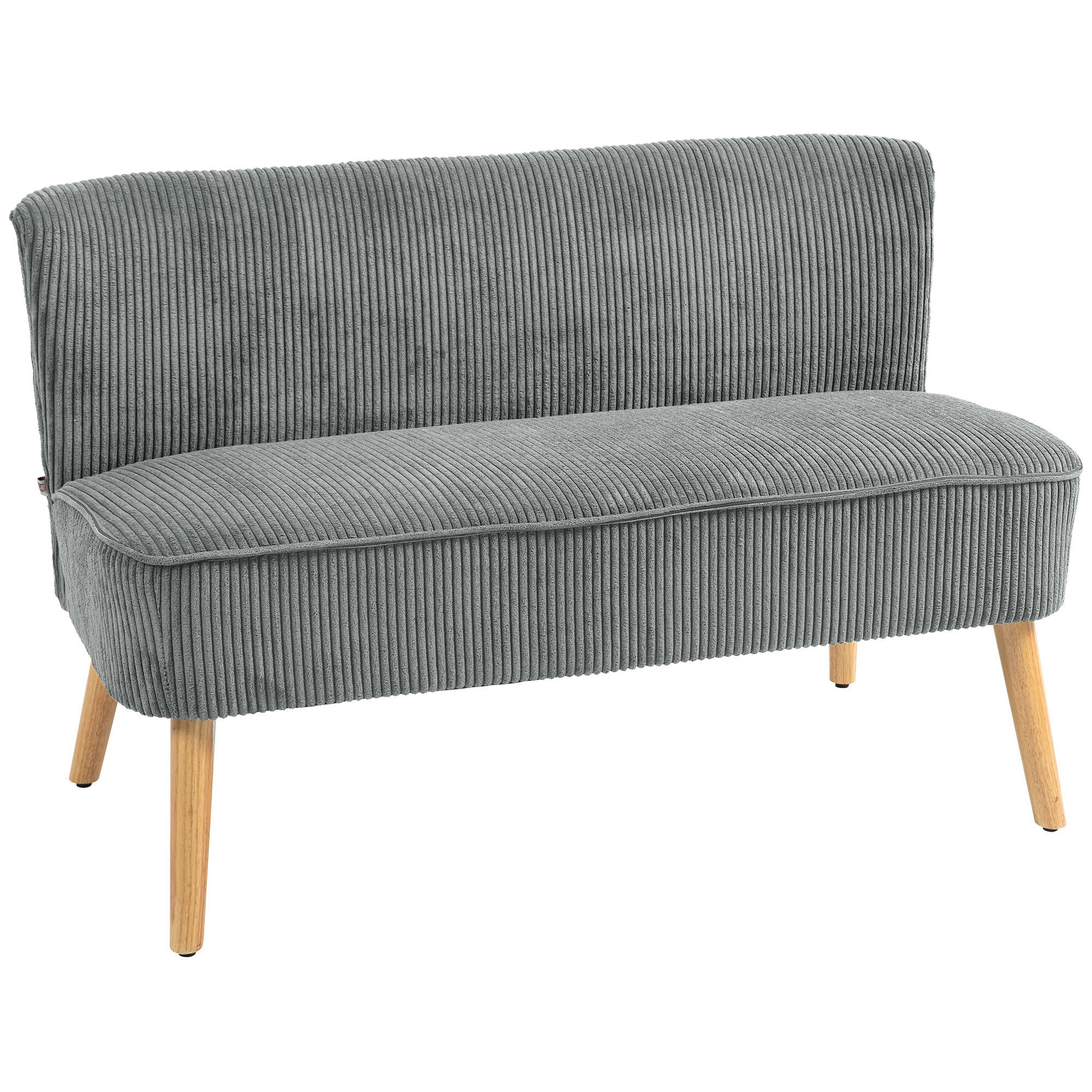 HOMCOM 2-Sitzer Sofa Loveseat mit Leinen-Optik für Schlafzimmer 117x56,5x77cm, Doppelsofa 1 Teile, für Wohnzimmer, Schlafzimmer, 117 x 56,5 x 77 cm, Grau – Bild 2 von 5