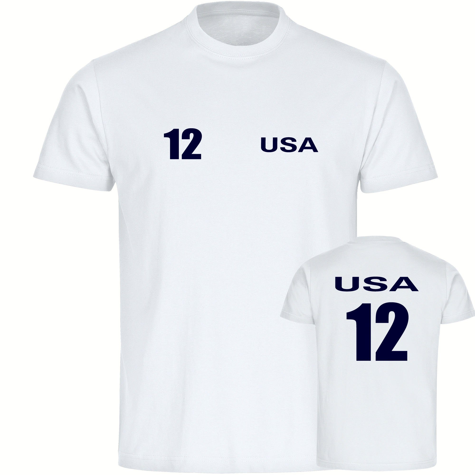 multifanshop T-Shirt Kinder USA - Trikot 12 - Jungen Mädchen Shirt Fanartikel