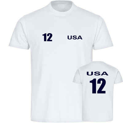 multifanshop T-Shirt Kinder USA - Trikot 12 - Jungen Mädchen Shirt Fanartikel