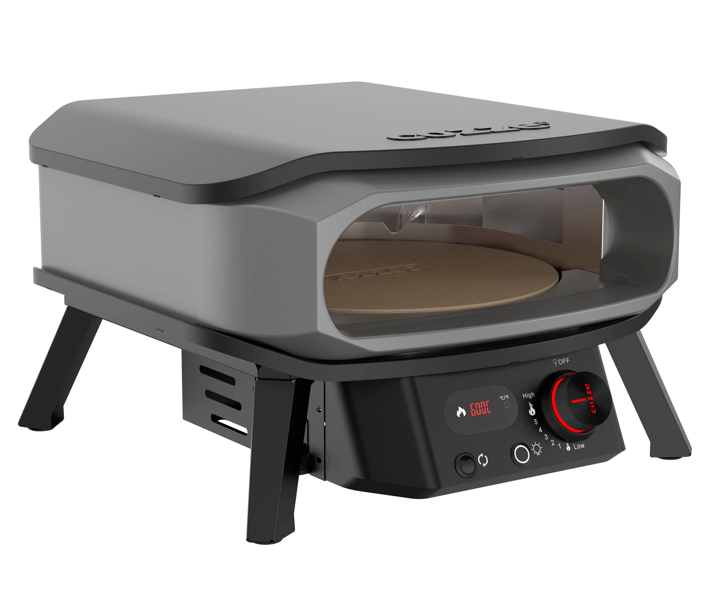 COZZE Pizzaofen Gas-Pizzaofen Premium Rotate 13", Ø 34.5 cm, Backtemperatur bis 500°C, mit großer Öffnung, Grillfläche 34.5 x 34.5 cm