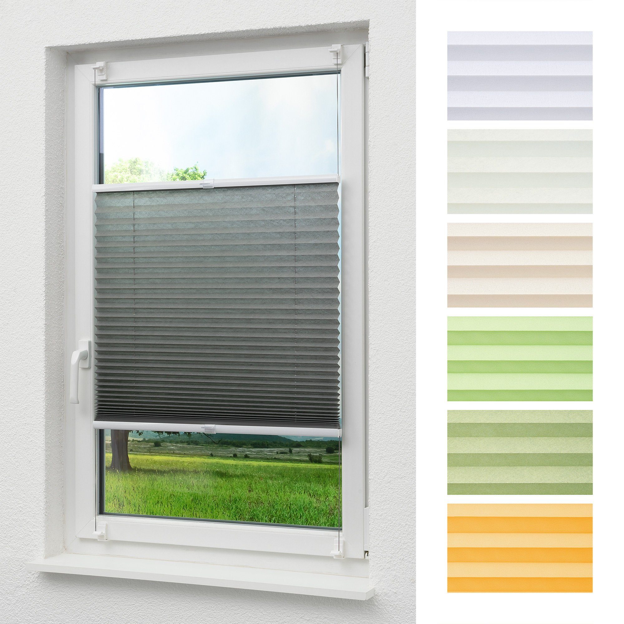 LYSEL®, HxB 130x45cm Anthrazit, Plissee blickdicht, Klemmen