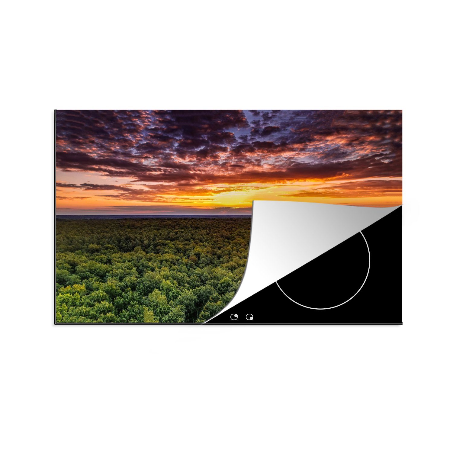 MuchoWow Herdblende-/Abdeckplatte Wald - Nacht - Himmel - Horizont - Bäume, Vinyl, (1 tlg), 81x52 cm, Ceranfeldabdeckung, Arbeitsplatte für küche