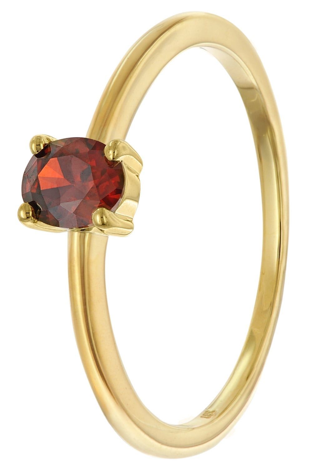 trendor Goldring Damen333 Gold (8k) Ovaler Zirkonia Granatrot