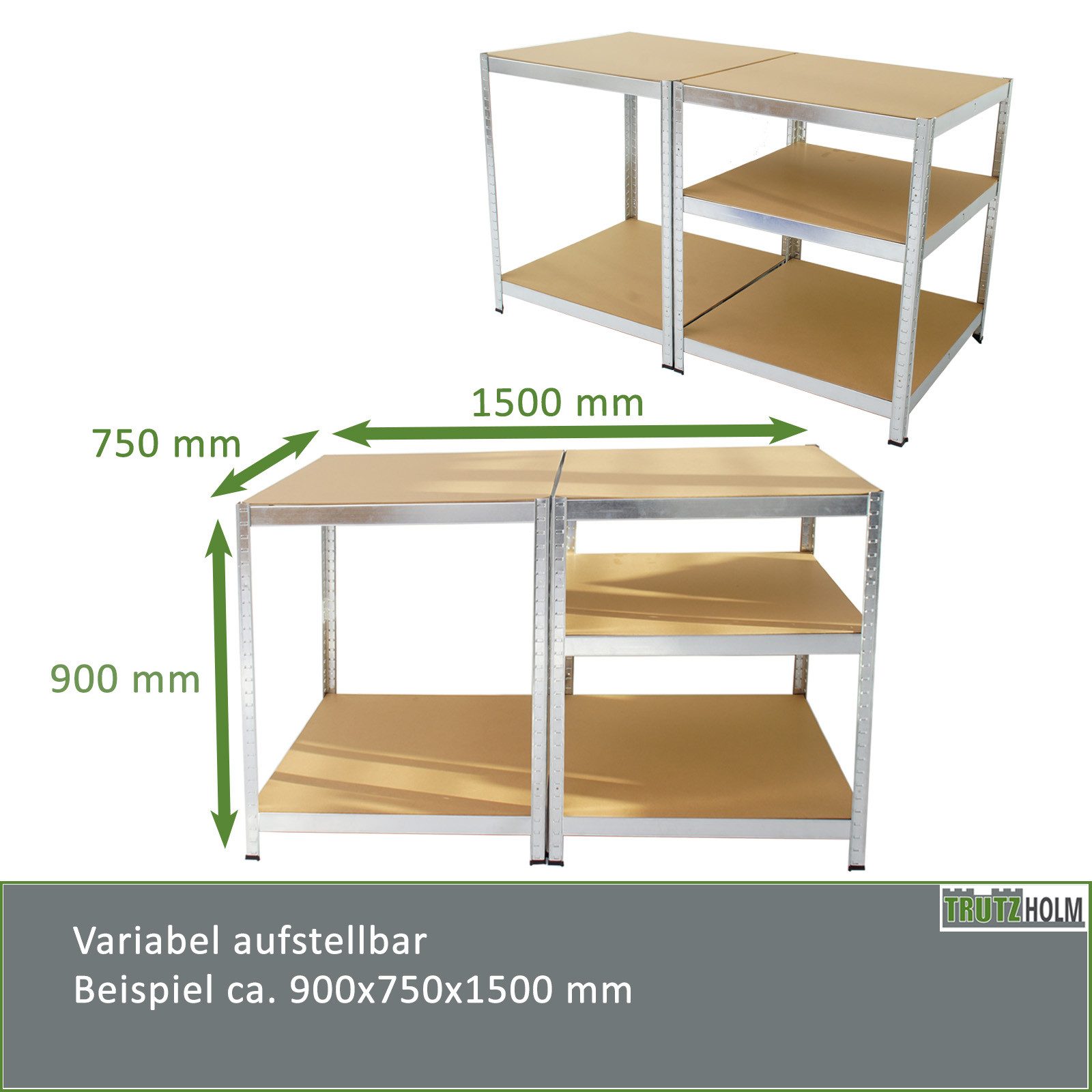 TRUTZHOLM Steckregal Schwerlastregal 180x75x75cm 875 kg 5 Böden Regal Steckregal Lagerregal, Einzelartikel