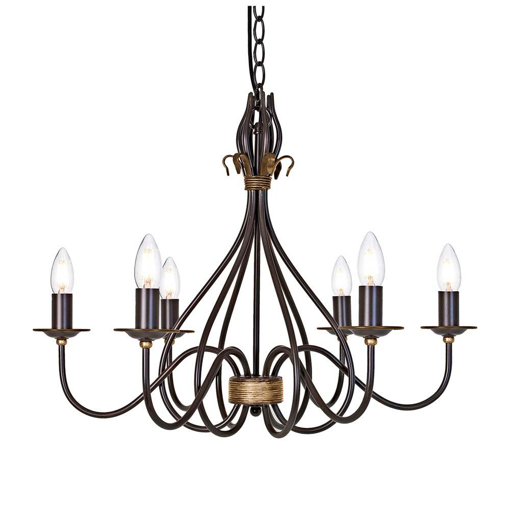 Elstead LIGHTING Kronleuchter, Leuchtmittel nicht inklusive, Kronleuchter Hängeleuchte Esszimmerleuchte 6 Flammig D 64,5 cm