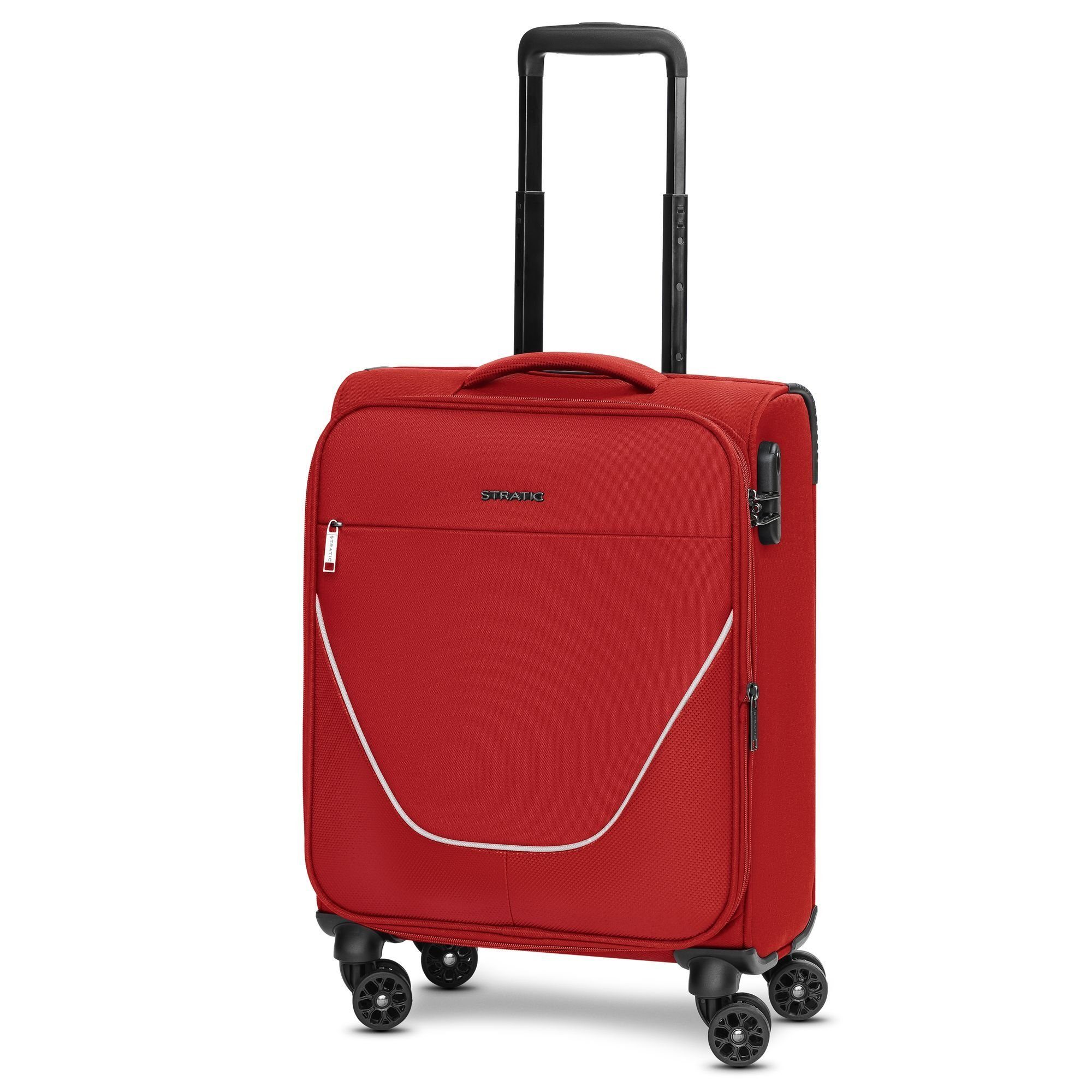 taska, 4 dark Handgepäck-Trolley Stratic red Rollen, Polyester