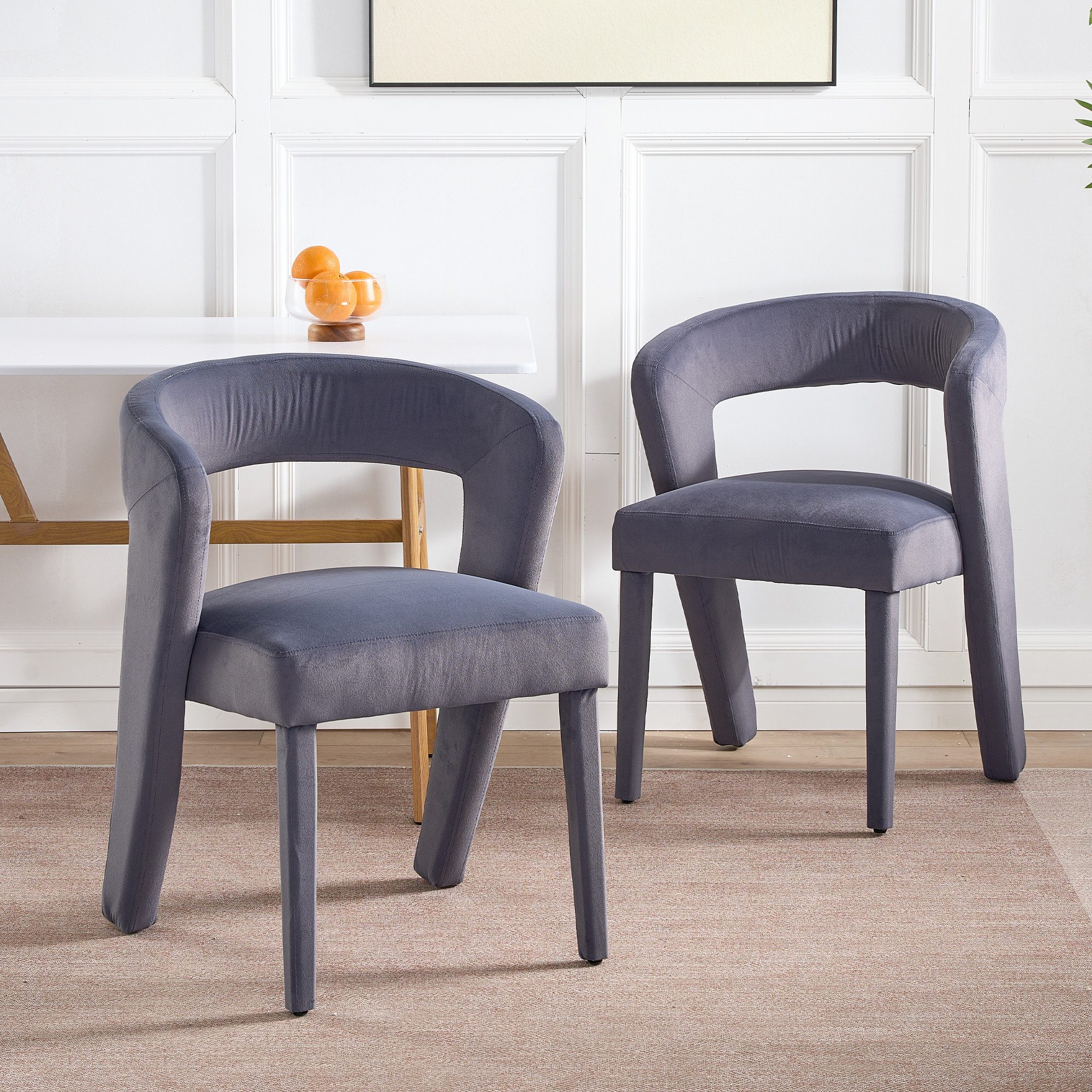 IDEASY Кресла Кресла, Loungesessel, Кресла mit hohler Lehne, Esszimmerstuhl (2-St), Seidiger Samt, bequem gepolstert, 59x60x79 cm, Belastbarkeit 150 kg