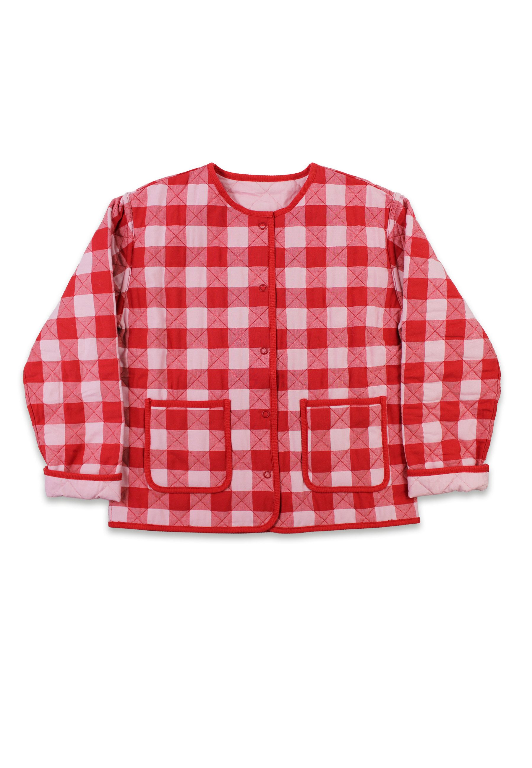 Toby Tiger Fleecejacke Jacke zum Wenden mit rotem großkarierten-Muster