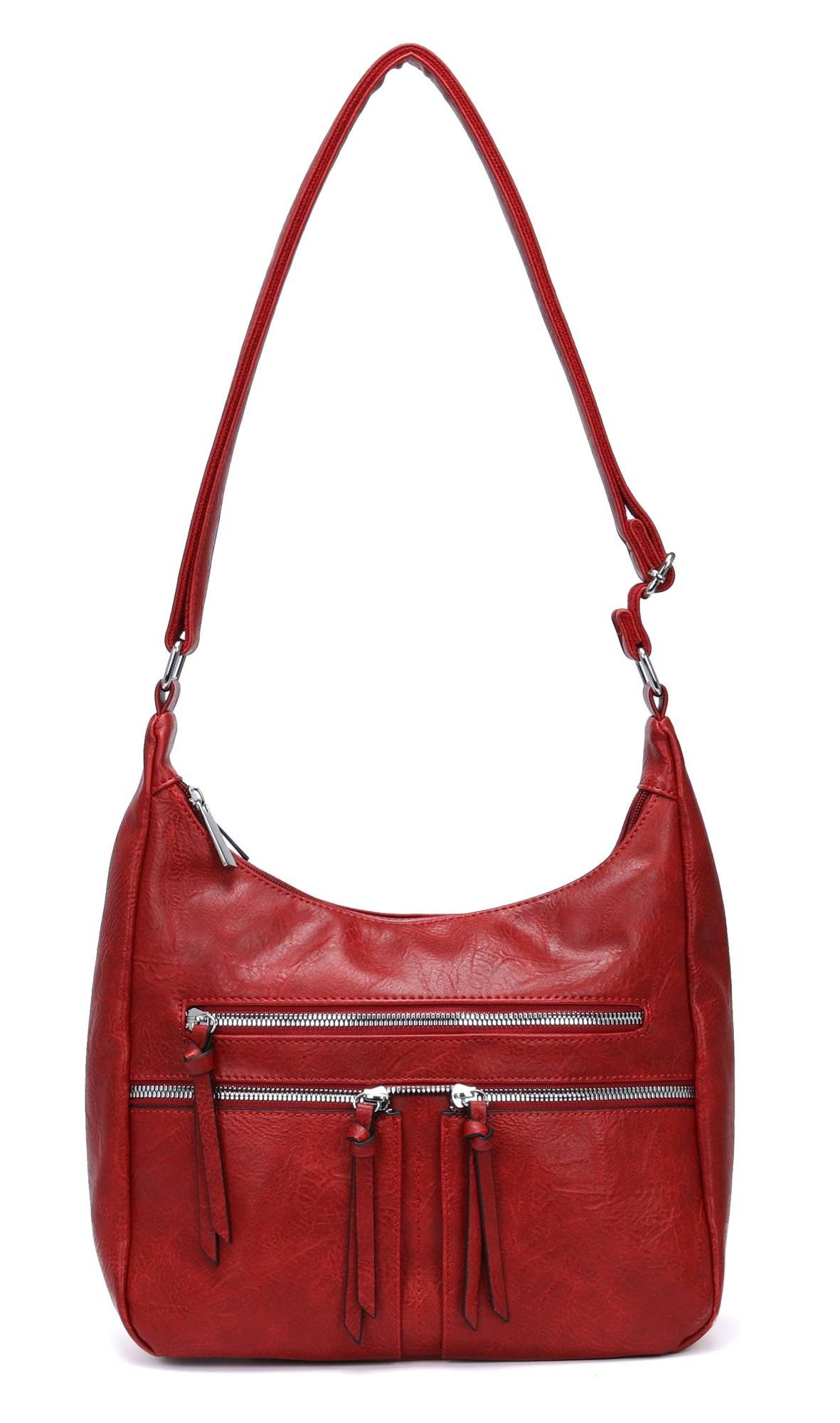 Schultertasche Damen Tasche Shopper Crossbody Umhängetasche Leder Optik City Bag