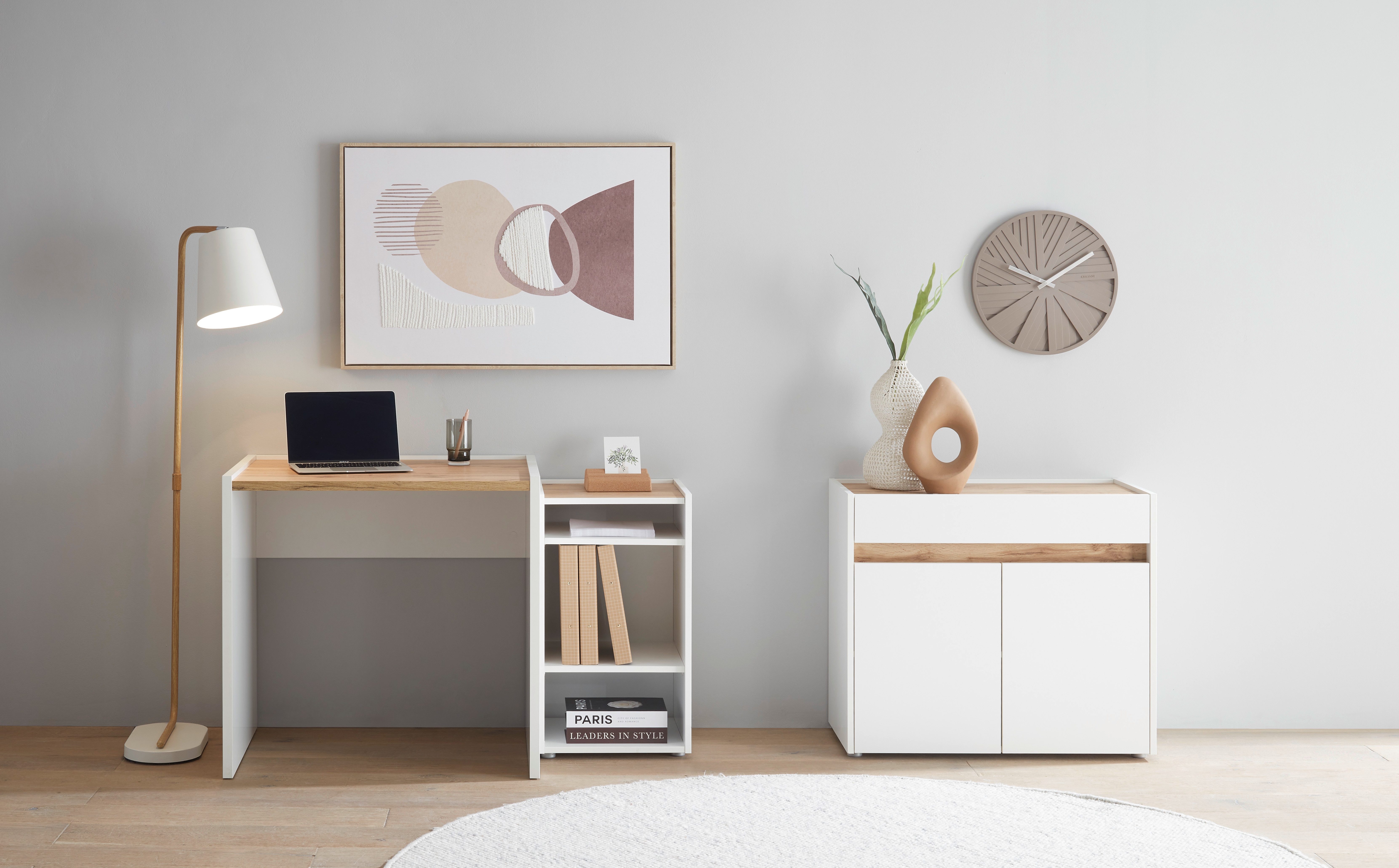 INOSIGN Büromöbel-Set CITY/GiRON, modernes Design, Homeoff., Büro in zwei Farben/Wotan Eiche, (Set, 3-tlg), enthält Unterschrank, Kommode, Schreibtisch, wohnliches Home Office