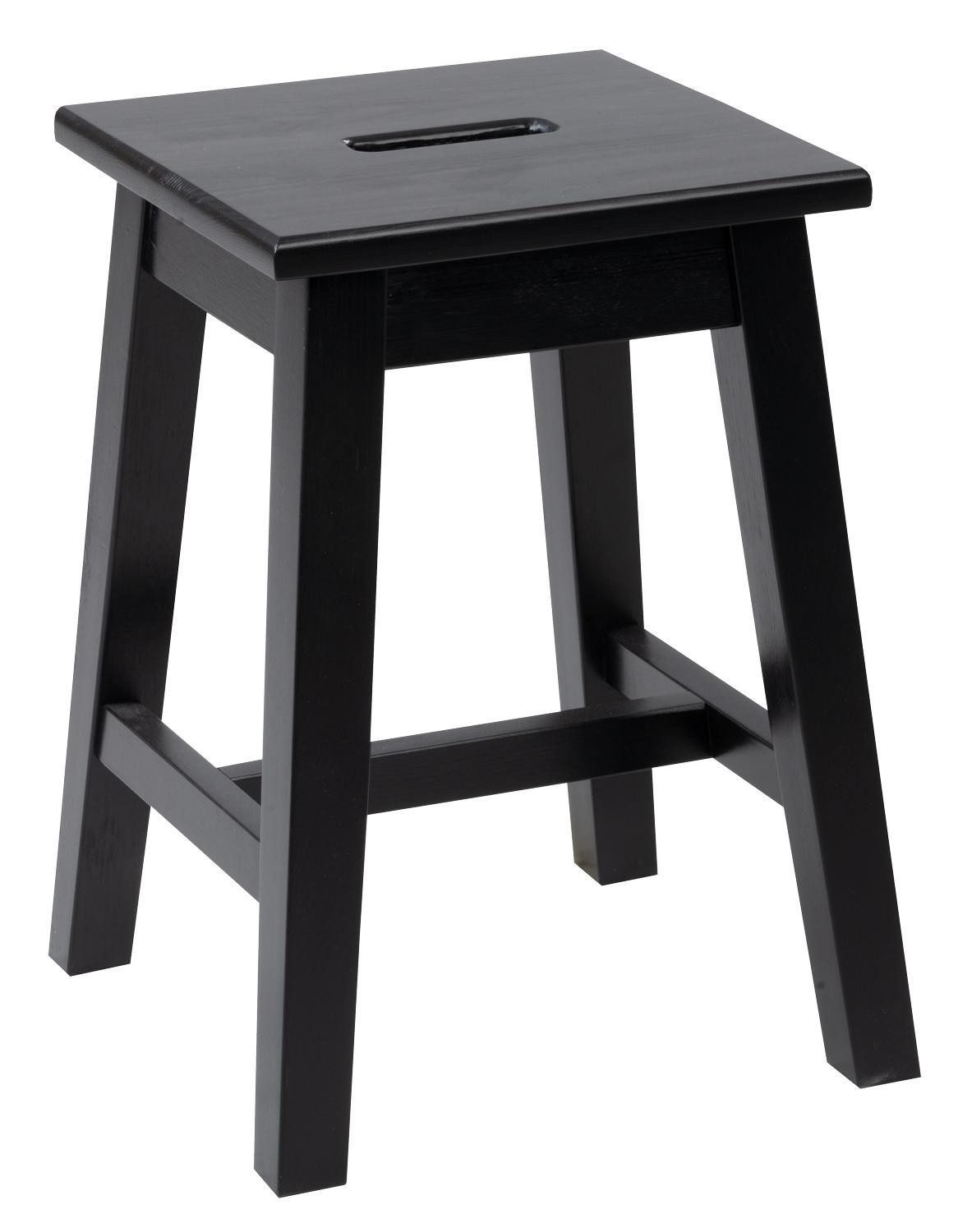 Home4You Sitzhocker, Schwarz, Lackiert, Kiefernholz massiv, günstig online kaufen