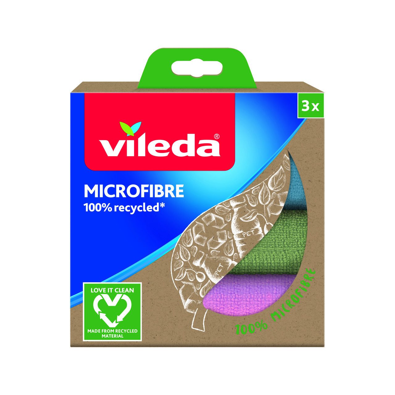 Vileda Microfasertuch Microfibre 100% Recycled 3 Reinigungstücher