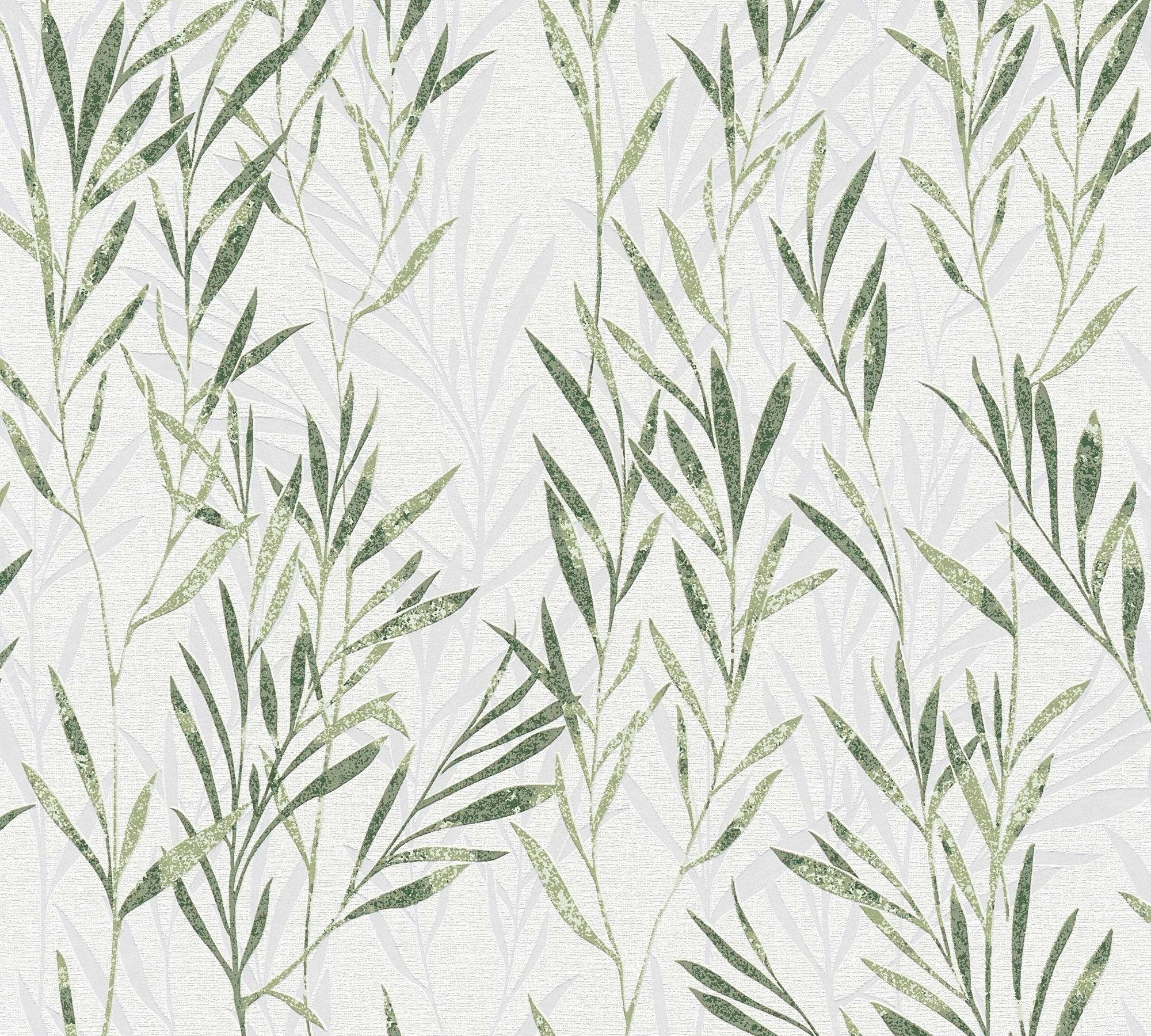 A.S. Création living walls grün/grau/weiß Vliestapete Blumen floral, Tapete geblümt, Flavour