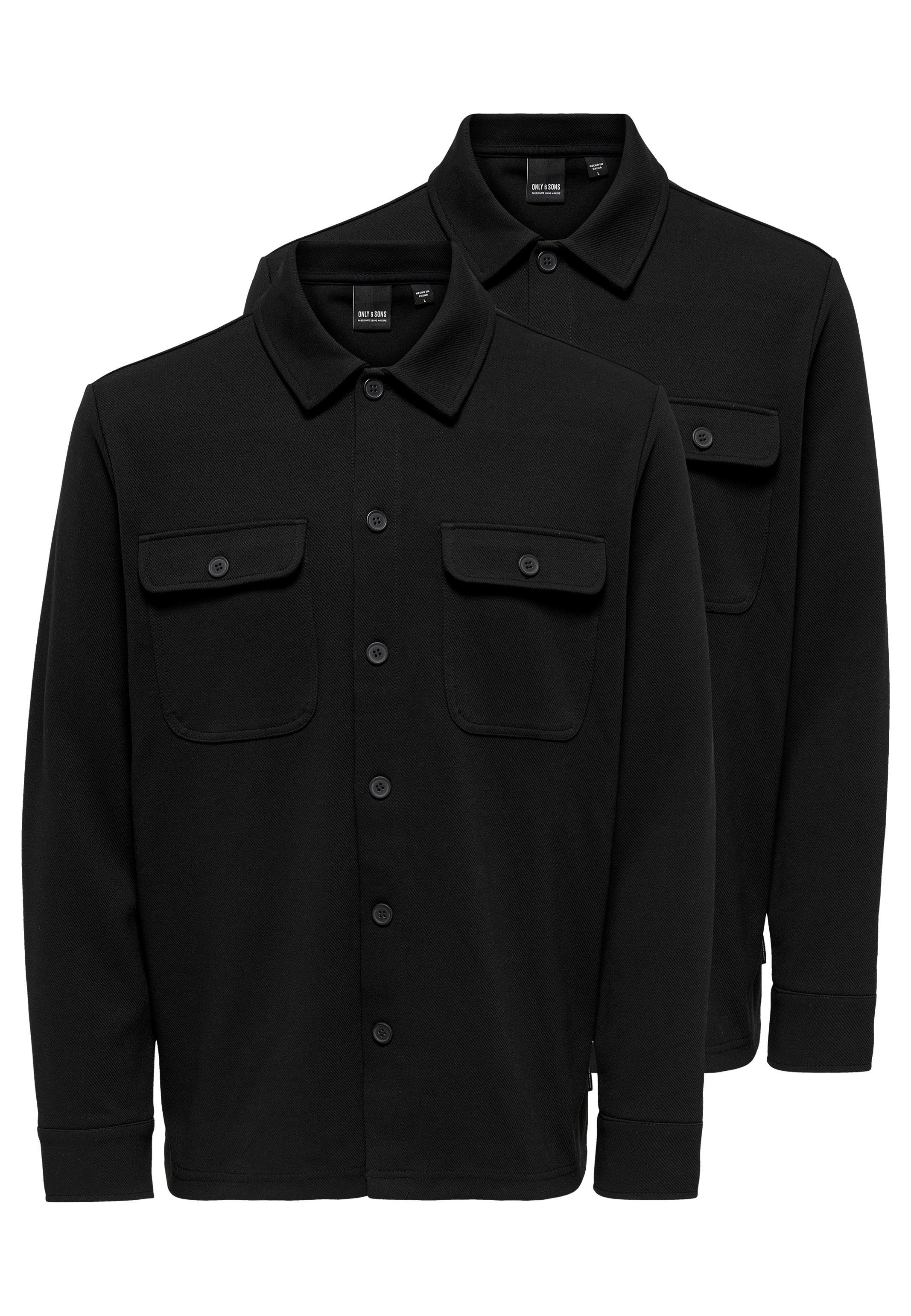 ONLY & SONS Hemdjacke 2er Pack Newkodyl (Spar-Set, 2-St) Hemdjacke / Overshirt - Blickdicht - Vielseitig kombinierbares Basic