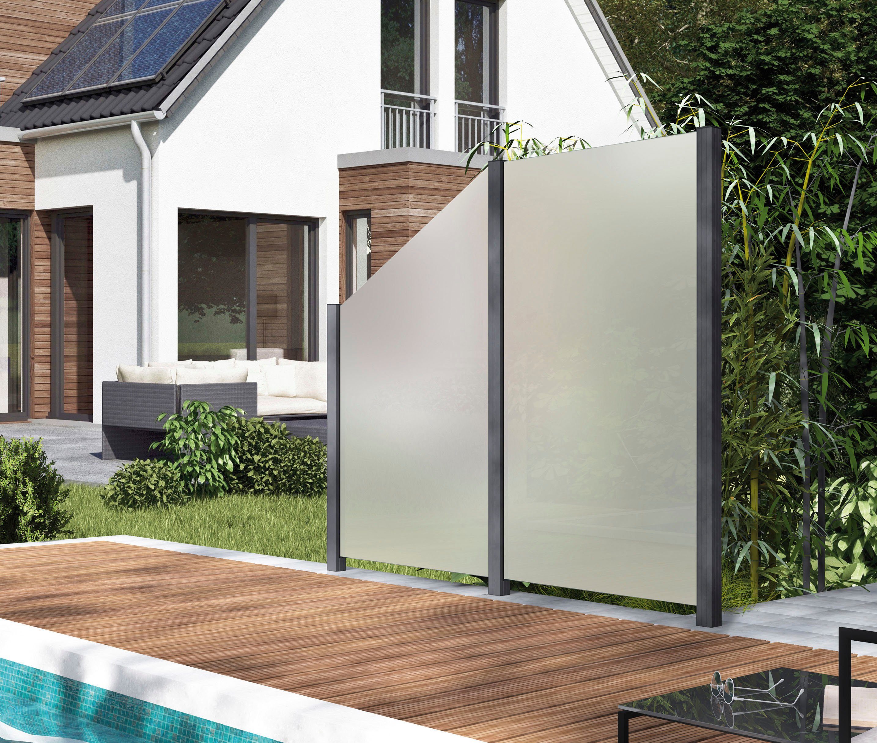 STAKET PRO Zaun, (Set), Glaszaun, Gesamtlänge: 2,29 m, 3 Pfosten
