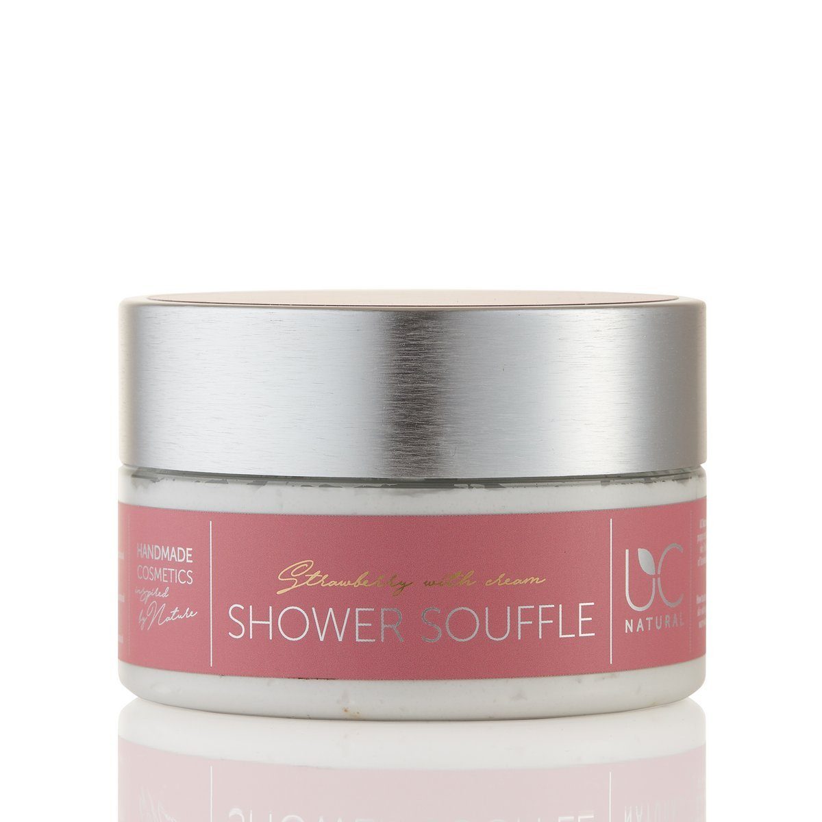 Natural Shower Erdbeere Soufflé 150g Sahne Souffle, UC UC Natural 1-tlg., vegan Duschpflege handgemacht Shower mit