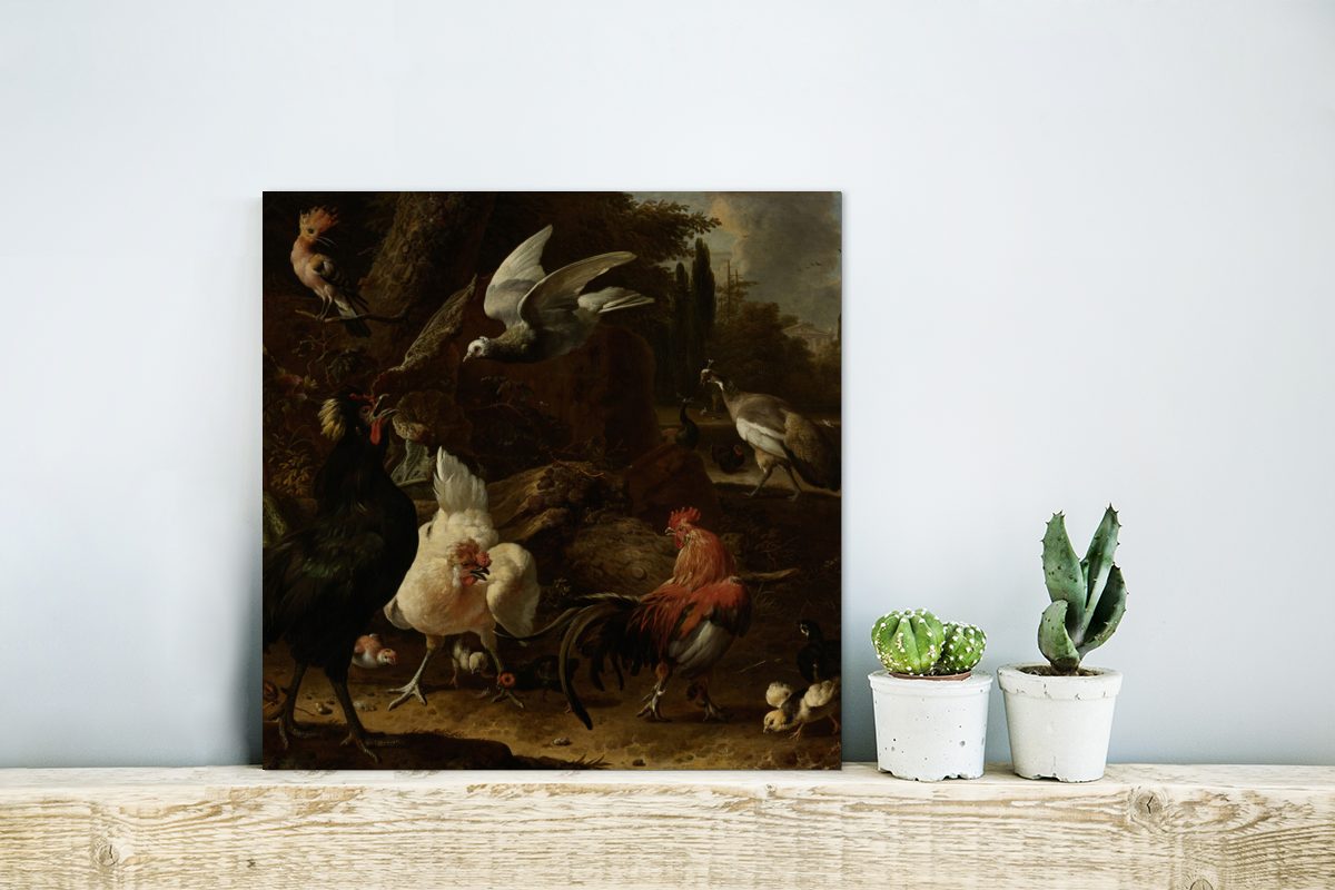 Metallbild Gemälde Gemälde in einem - Vögel Melchior Metall, aus St), Alu-Dibond-Druck, von d'Hondecoeter, (1 Aluminium deko Park MuchoWow