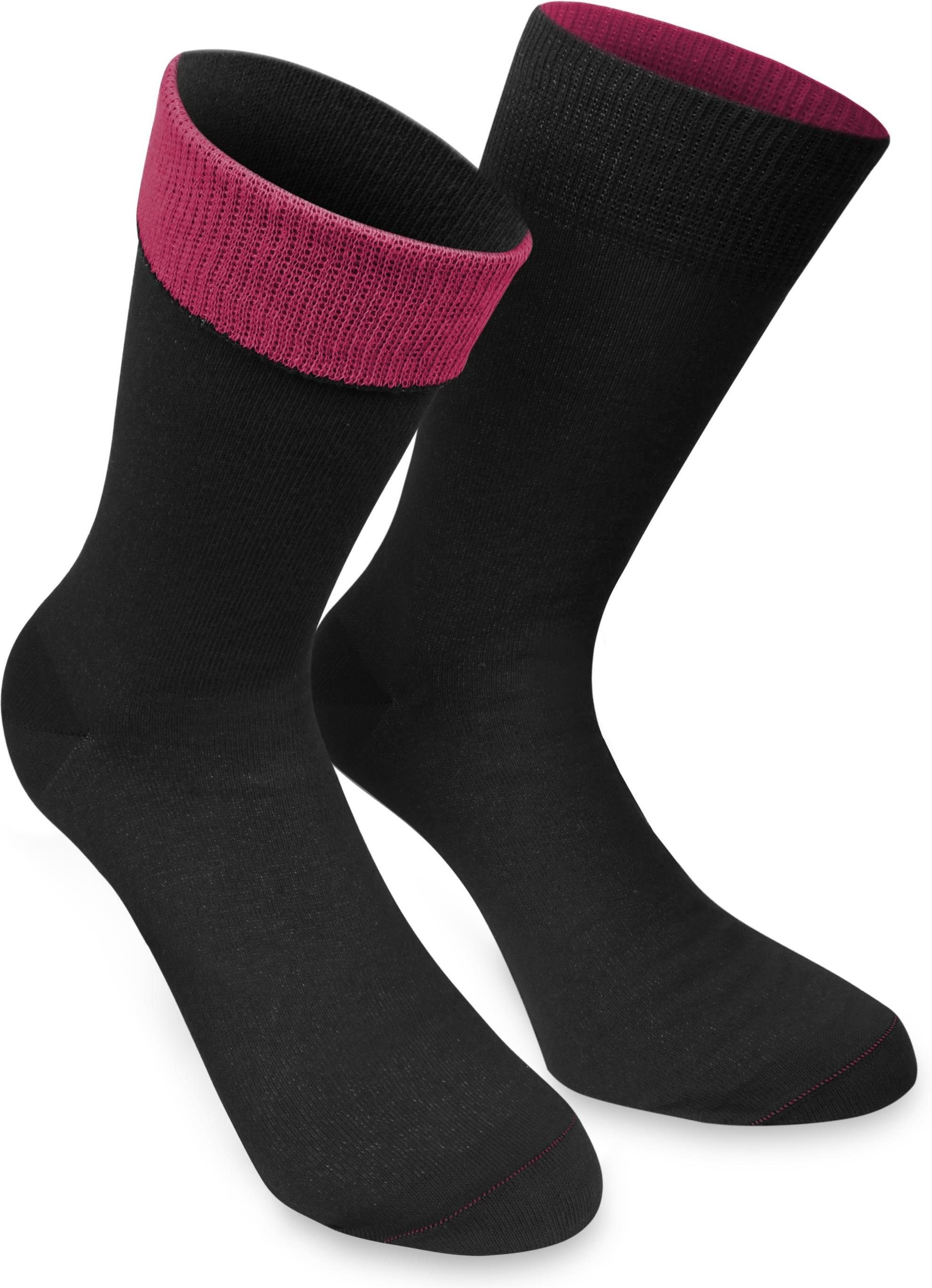 Basicsocken abgesetzter farbig Bund Bi-Color (1 1 Paar Paar) Schwarz/Beere normani Socken