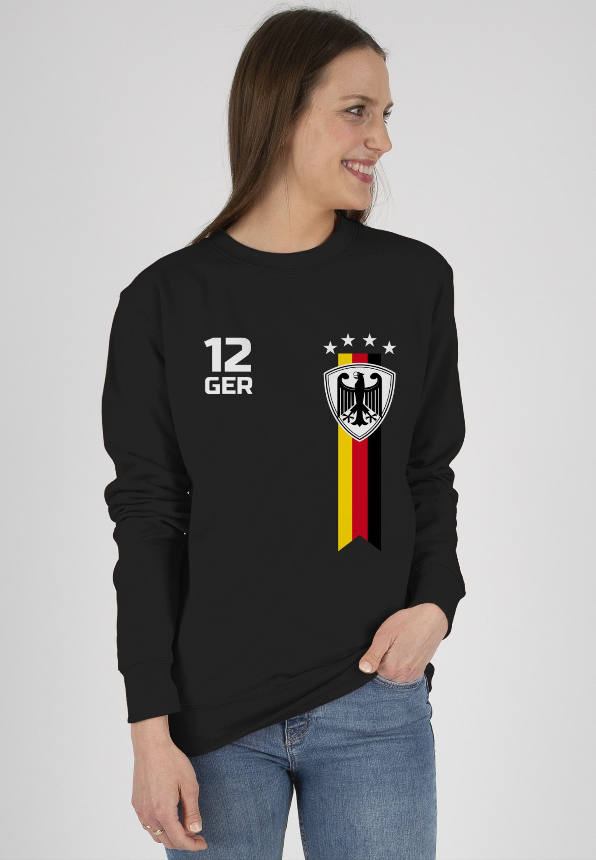EM Schwarz Shirtracer Sweatshirt 1 2024 Fan (1-tlg) WM Fussball Deutschland