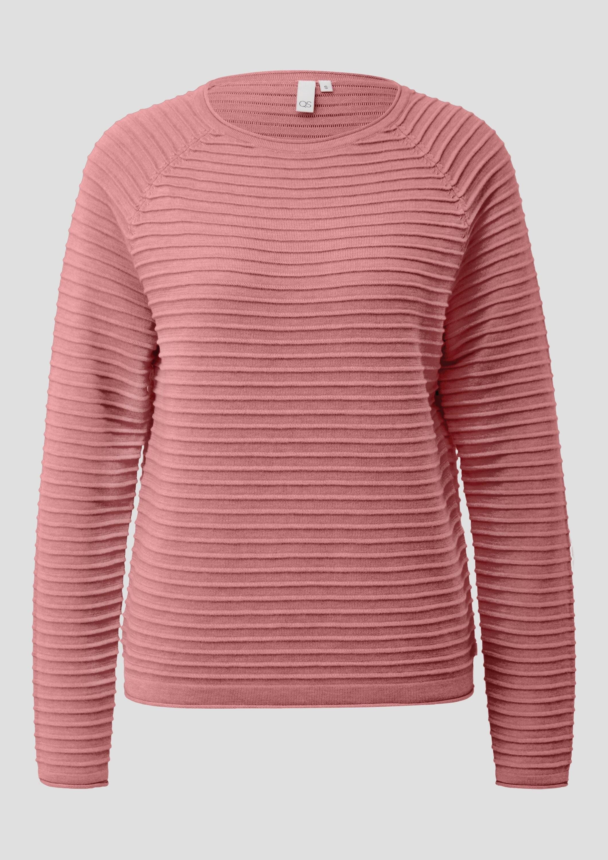 QS Longpullover Strickpullover Pullover mit Strukturmuster aus Viskosemix