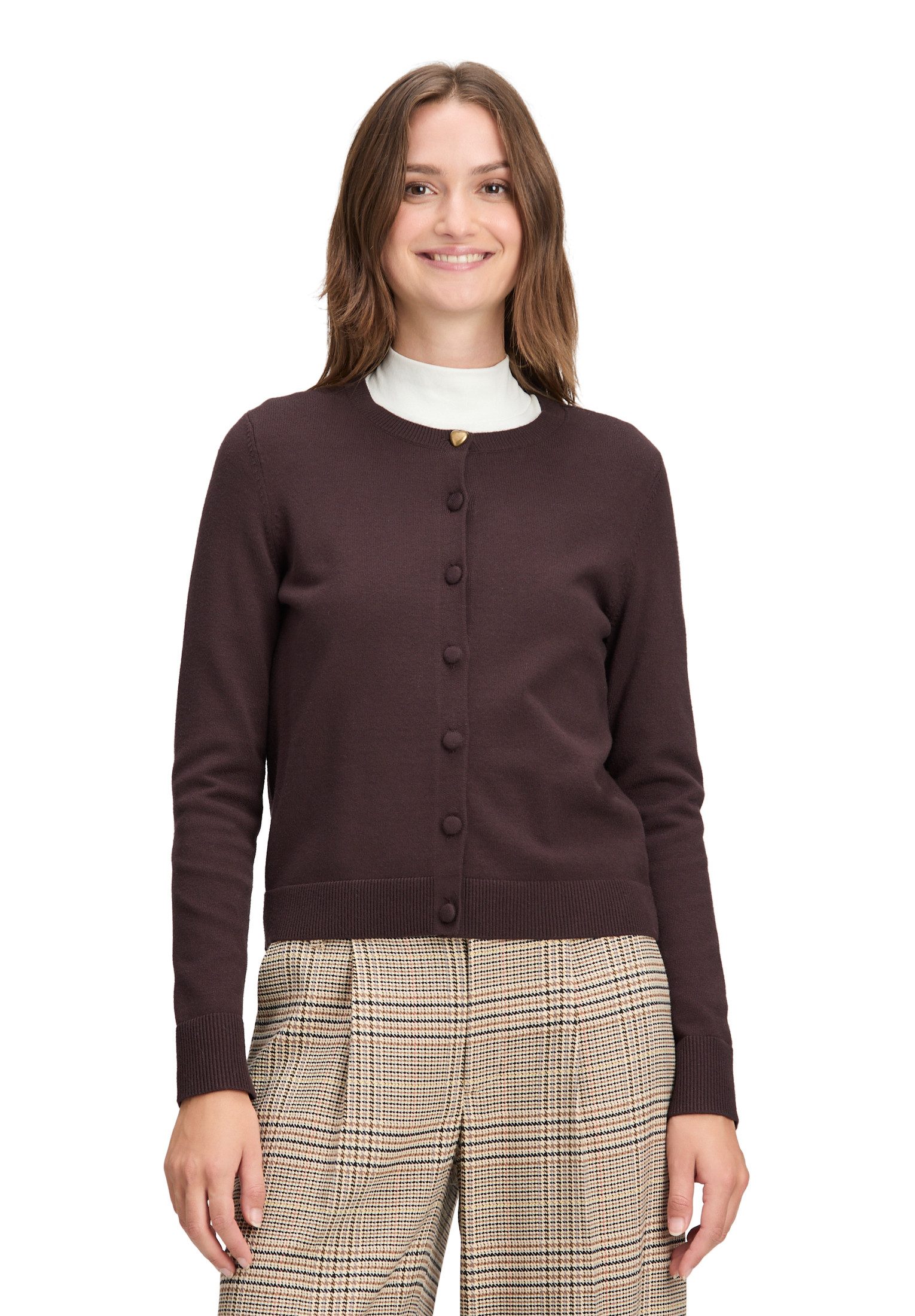 Cartoon Strickjacke Damen Feinstrickjacke mit Rundhalsausschnitt (1-tlg) günstig online kaufen