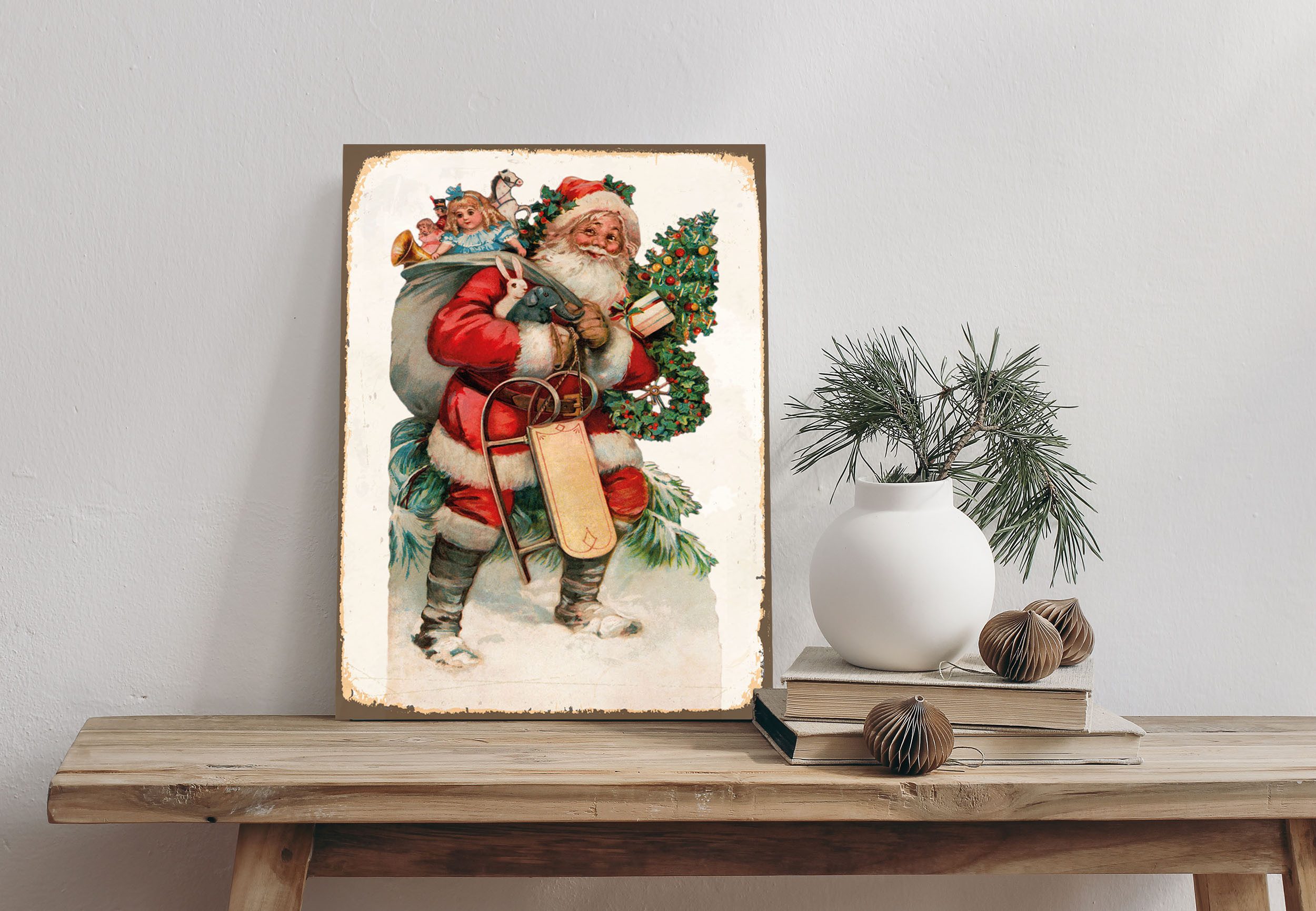 queence Alu-Dibond-Druck Weihnachtsmann, Weihnachten, Weihnachtsmann (1 St), Geschenke, Schild
