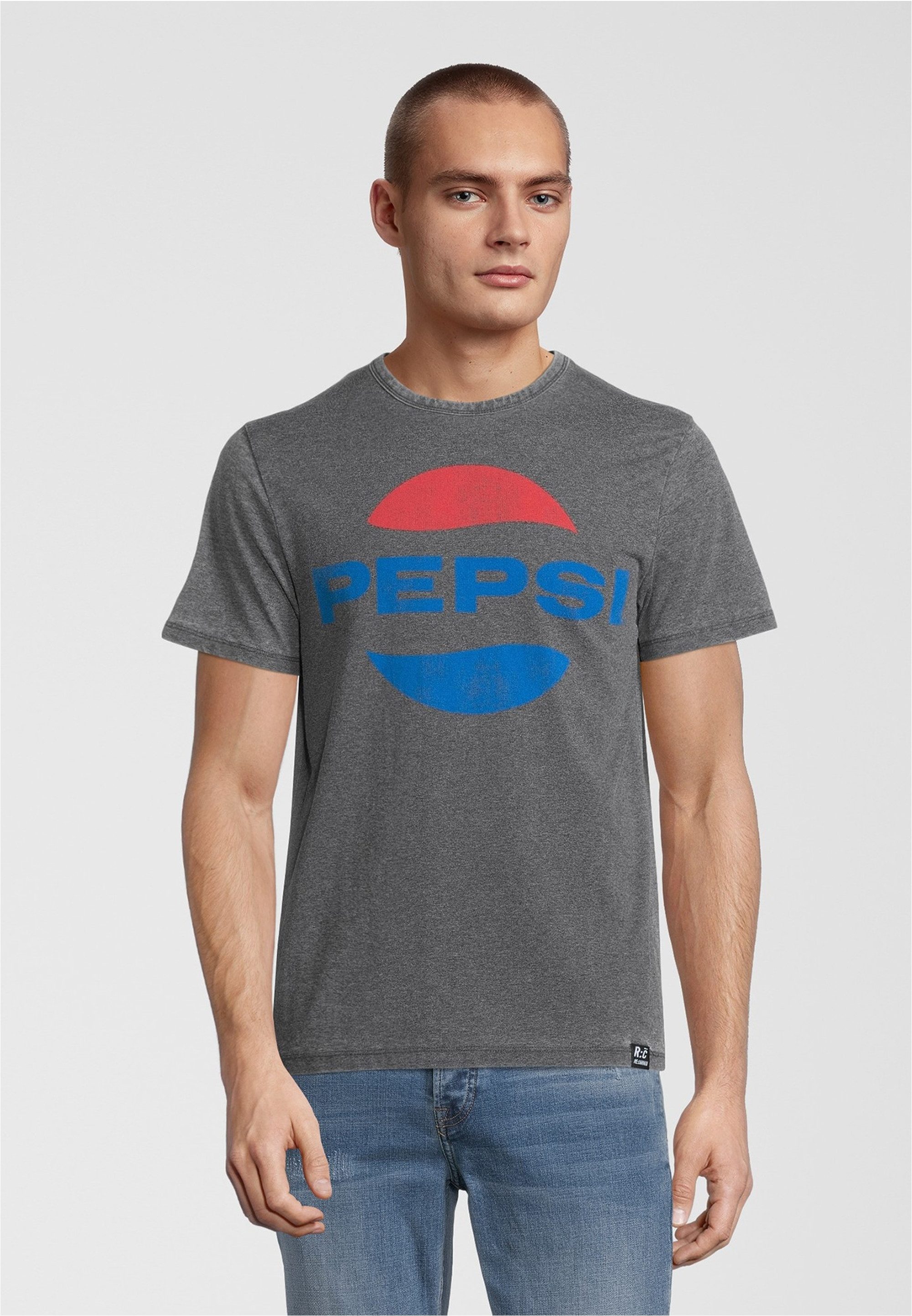 Recovered T-Shirt Pepsi Classic Oval Logo Charcoal im zeitlosen Design